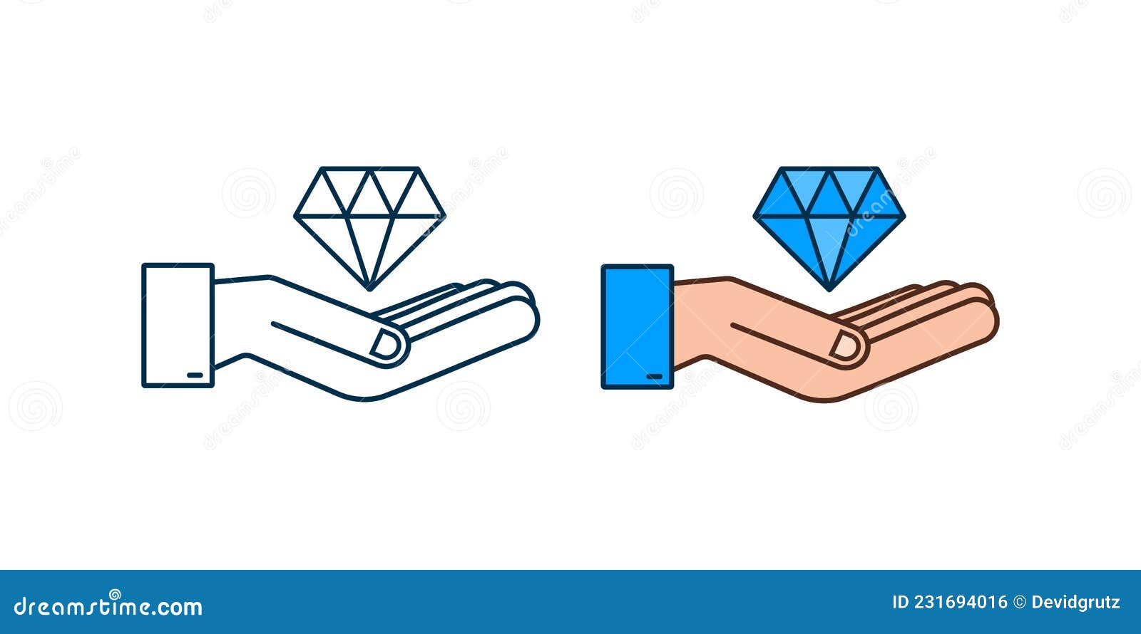 Diamond with Hand Icon Design. Diamond with Hand Icon in Trendy Flat