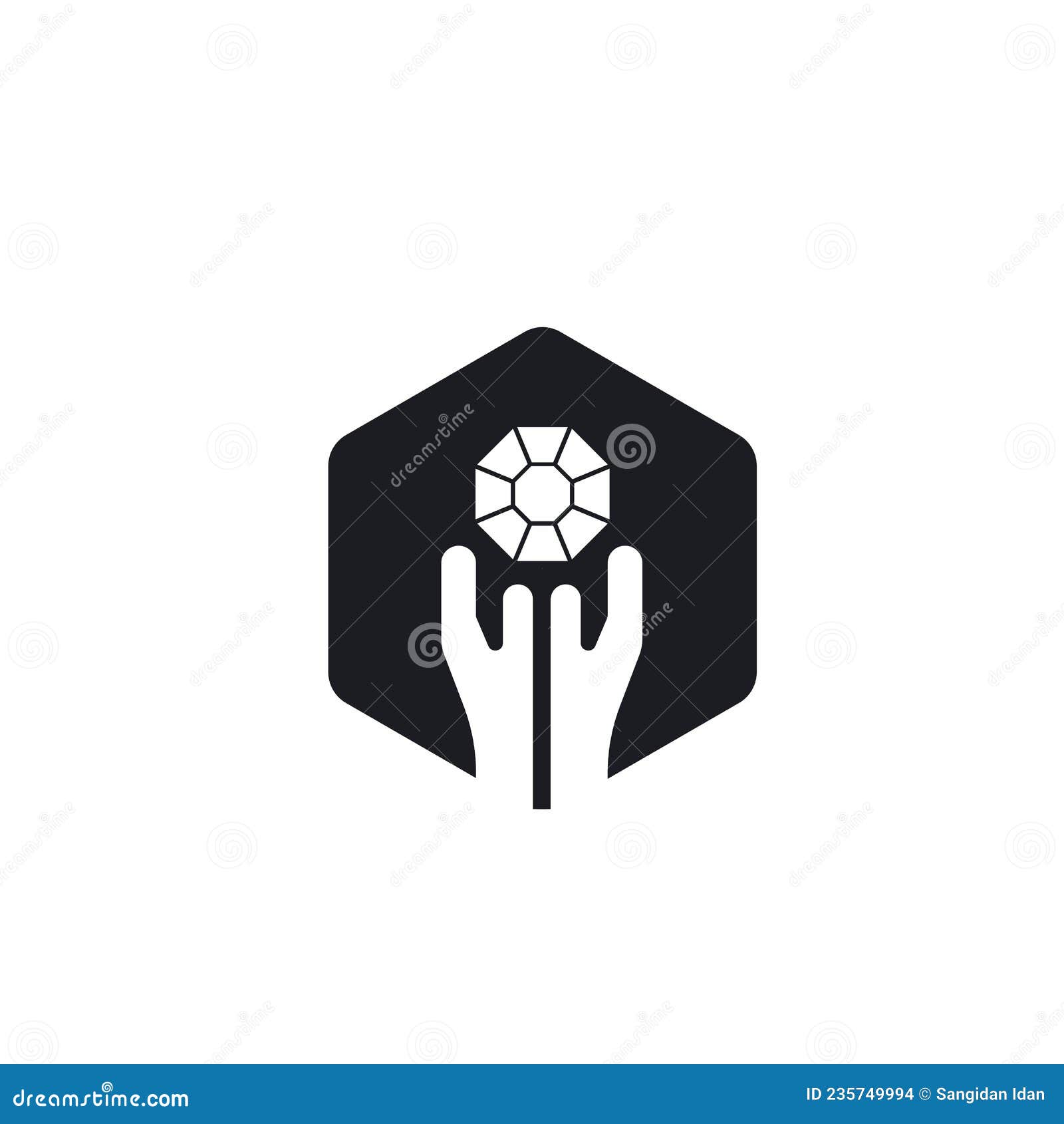 Diamond with Hand Icon Vector Illustration Concept Design Stock Vector