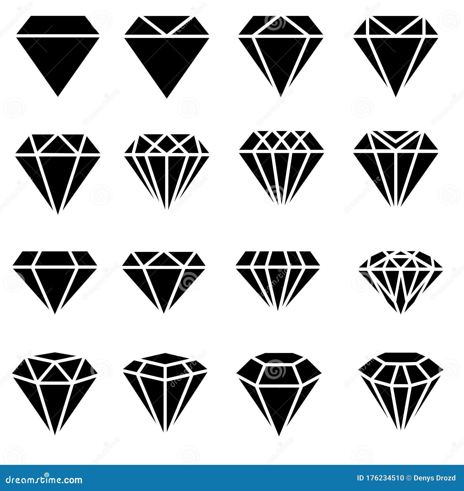 Diamond Icons Vector Set. Gemstone Illustration Sign Collection. Jewel ...