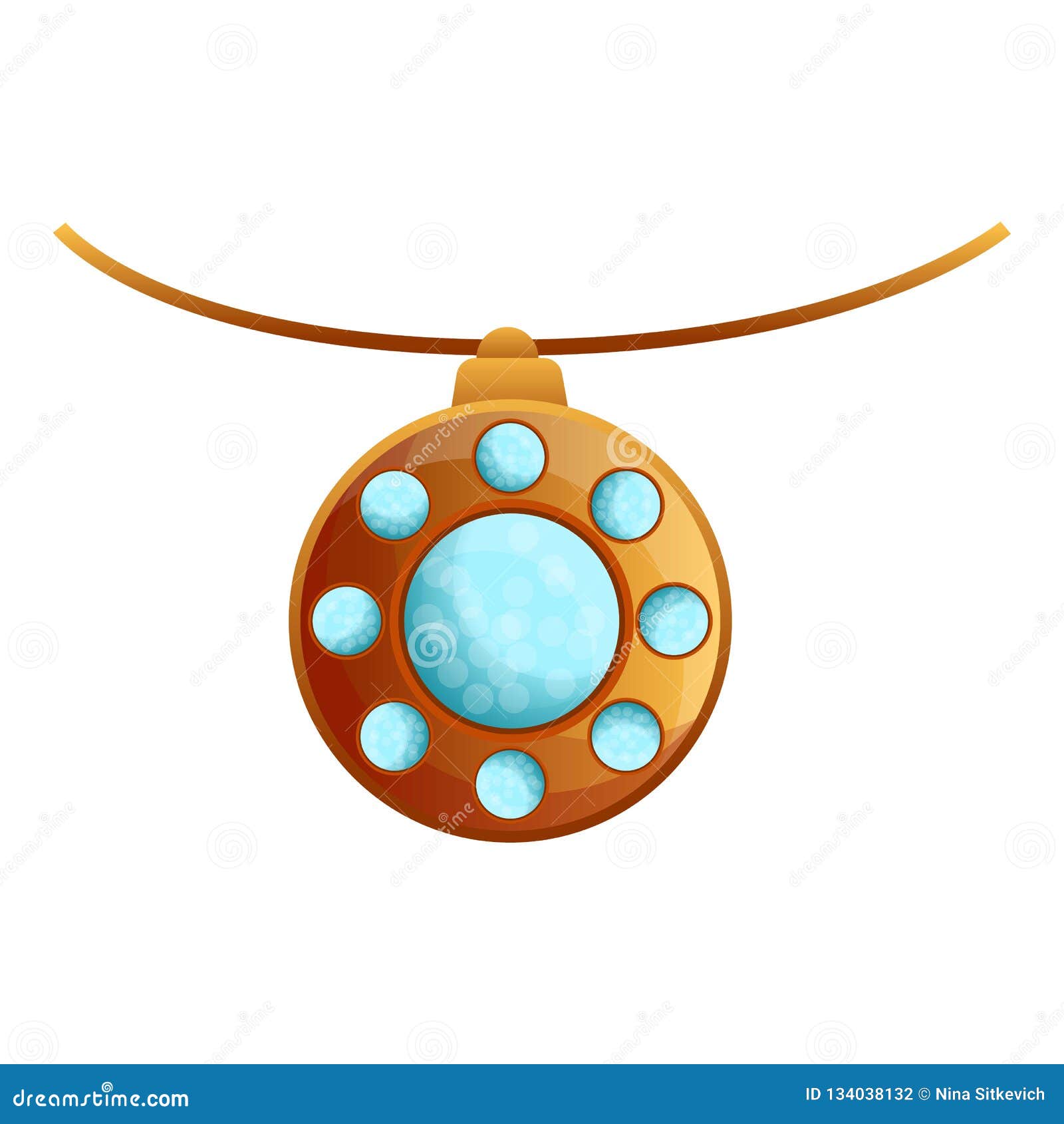 Diamond Necklace Icon, Cartoon Style Stock Vector Illustration of