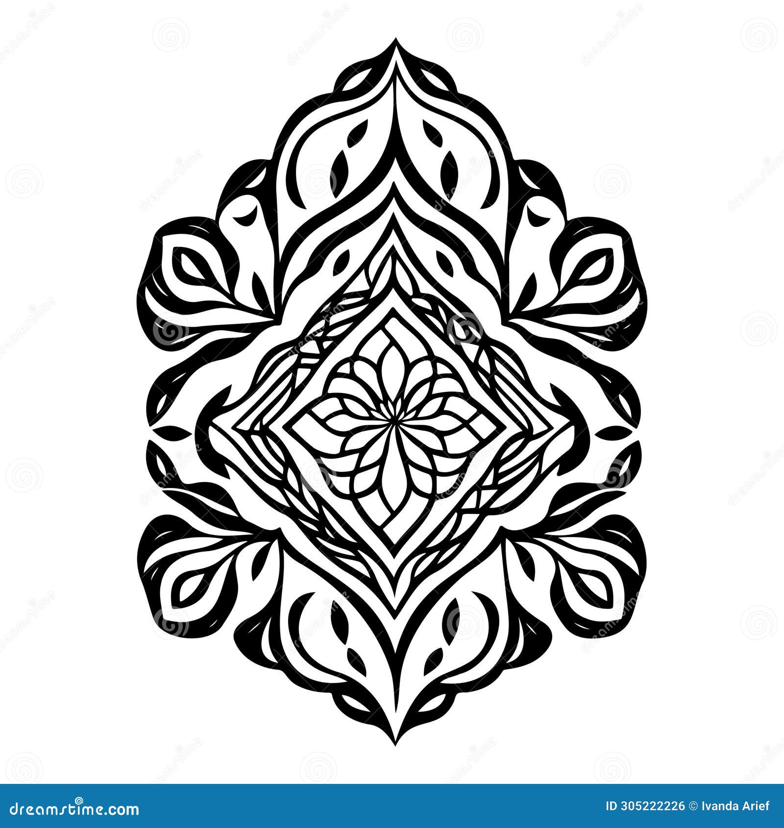 Diamond Pattern Ornament Batik Design Element Illustration Stock
