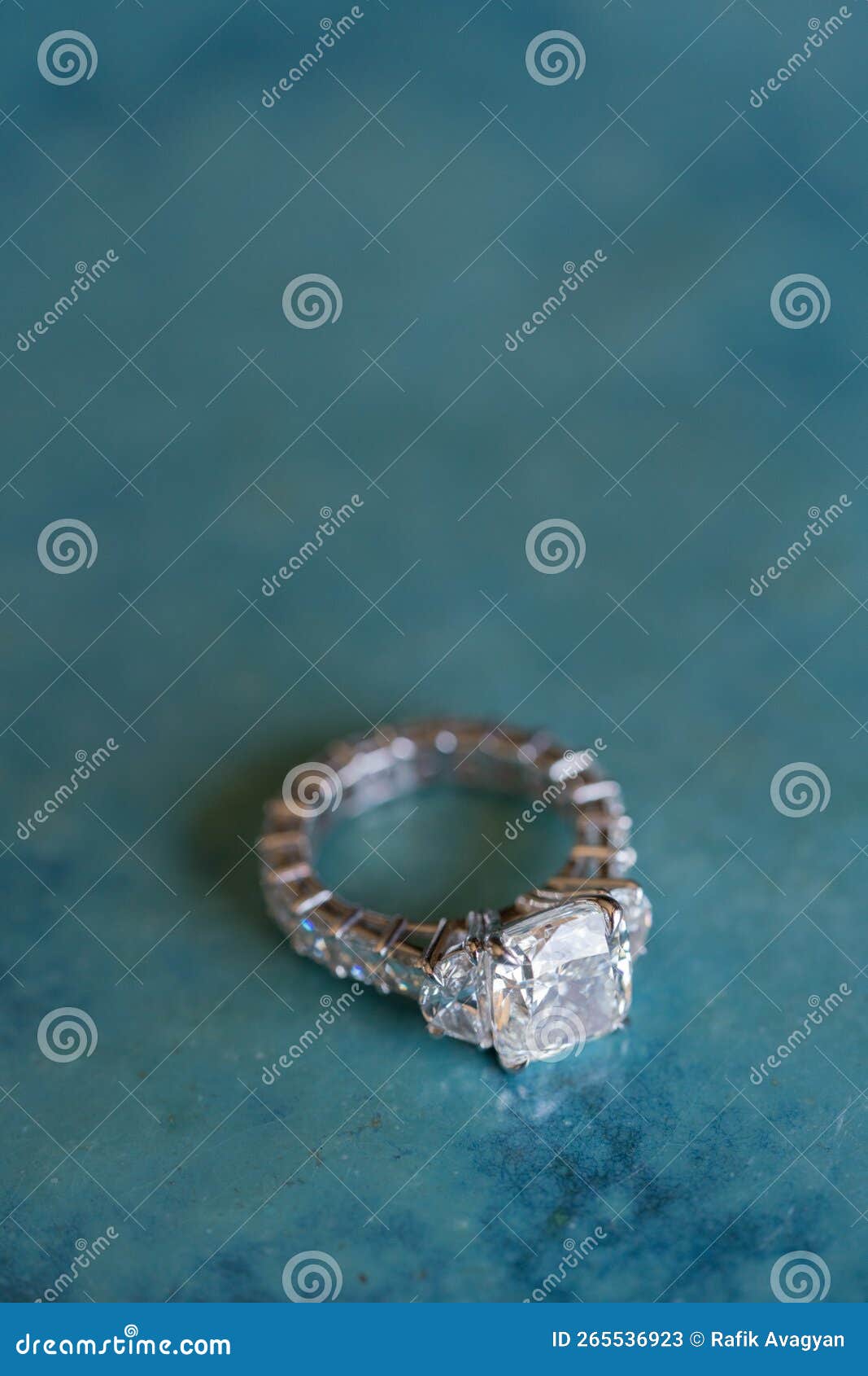 Diamond Ring on Blue Background,wedding Ring Stock Image Image of