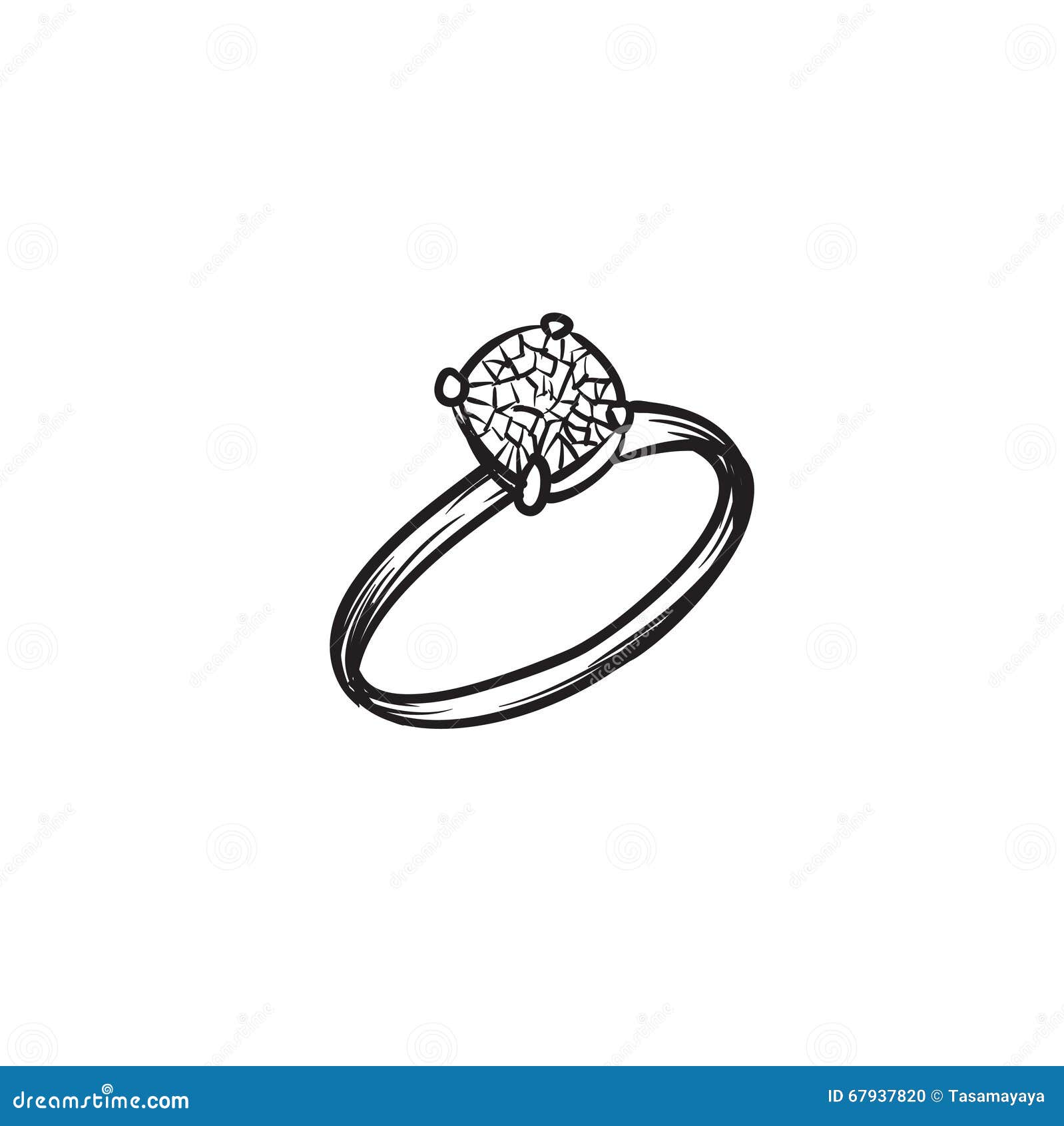 Diamond Ring Vector Hand Drawn Illustration Stock Vector Illustration