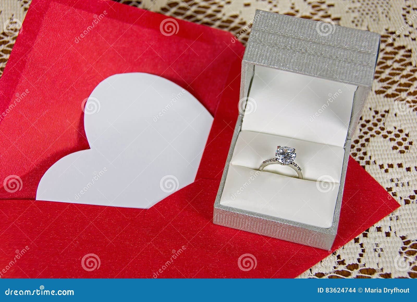 Diamond Ring and White Heart in Envelope Stock Photo Image of bright