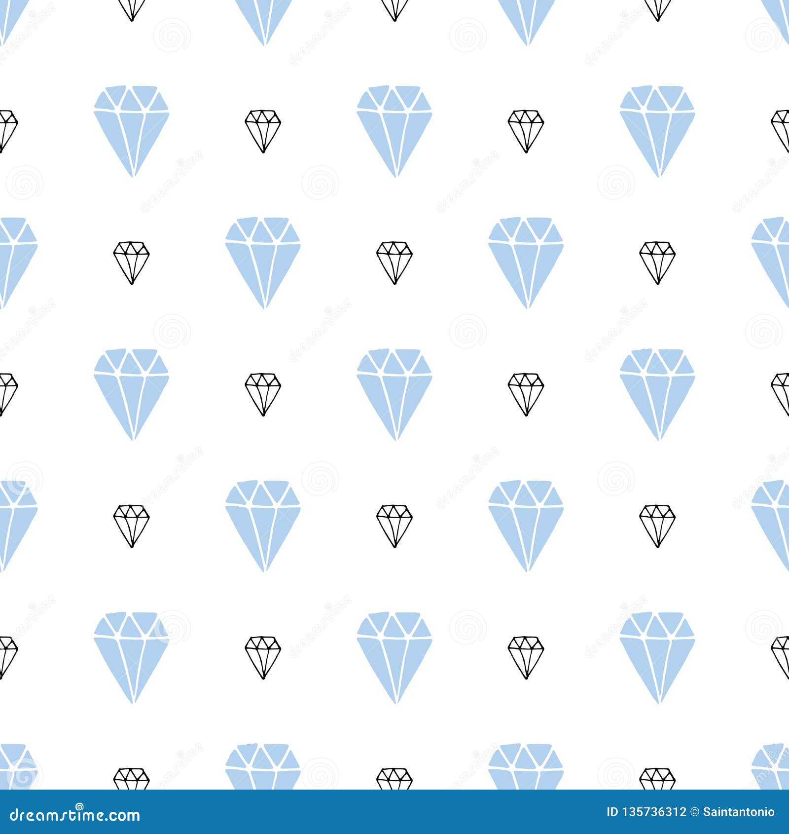 Diamond Seamless Pattern Vector Illustration. Hand Drawn Sketched