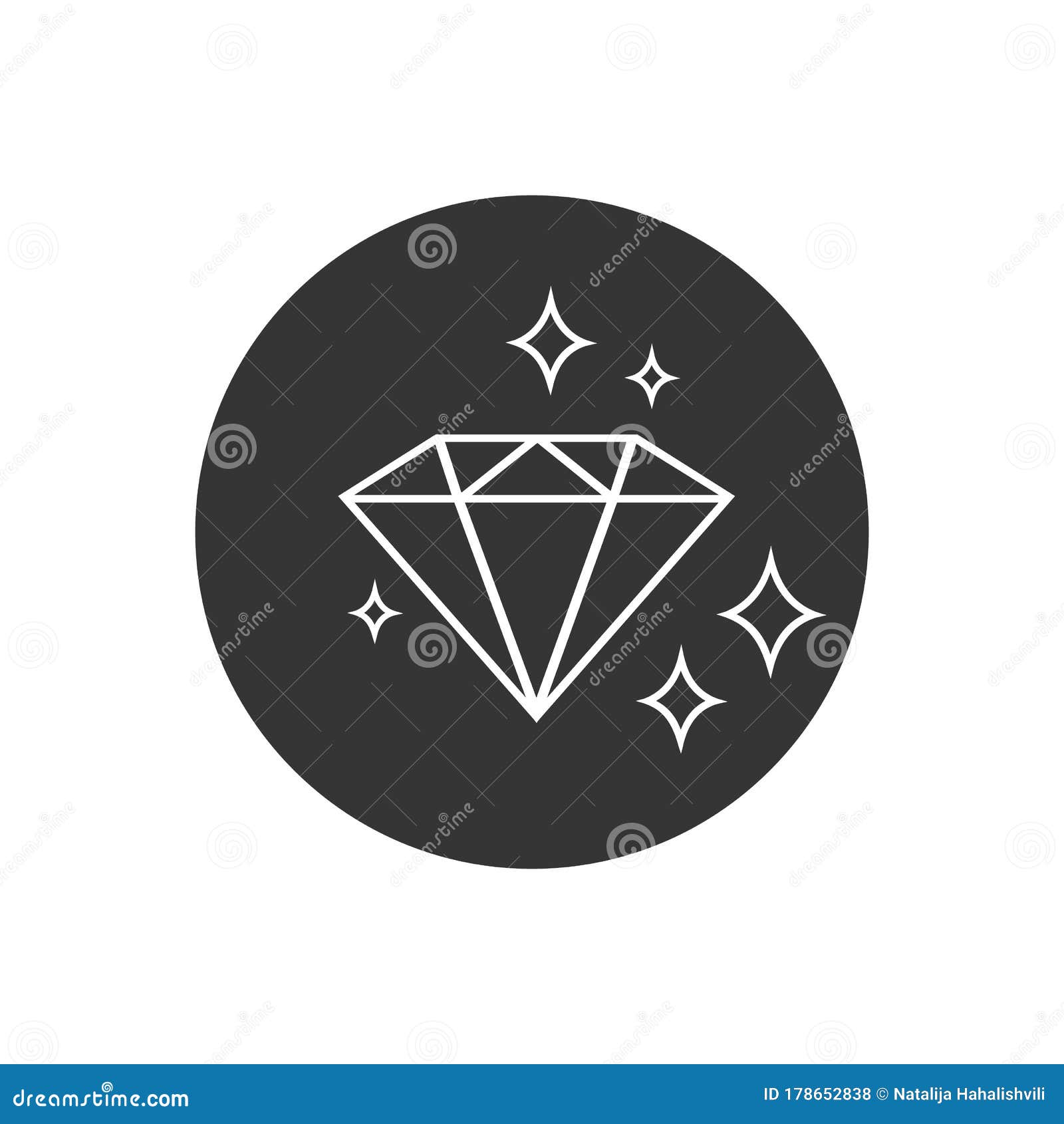 Diamond with Sparkles Line Icon. Gemstone Symbol Stock Vector ...