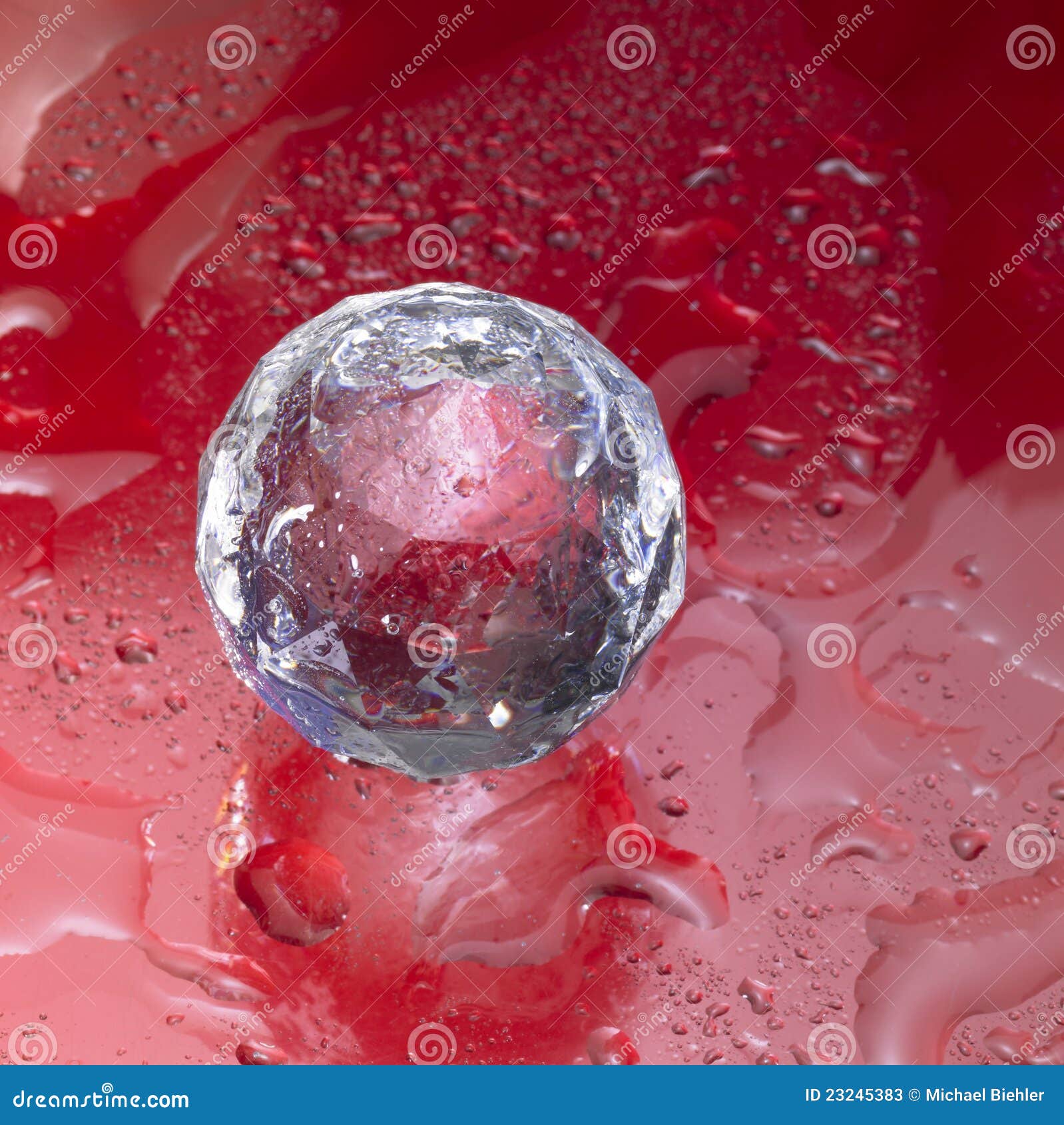 diamond sphere in red wet ambiance