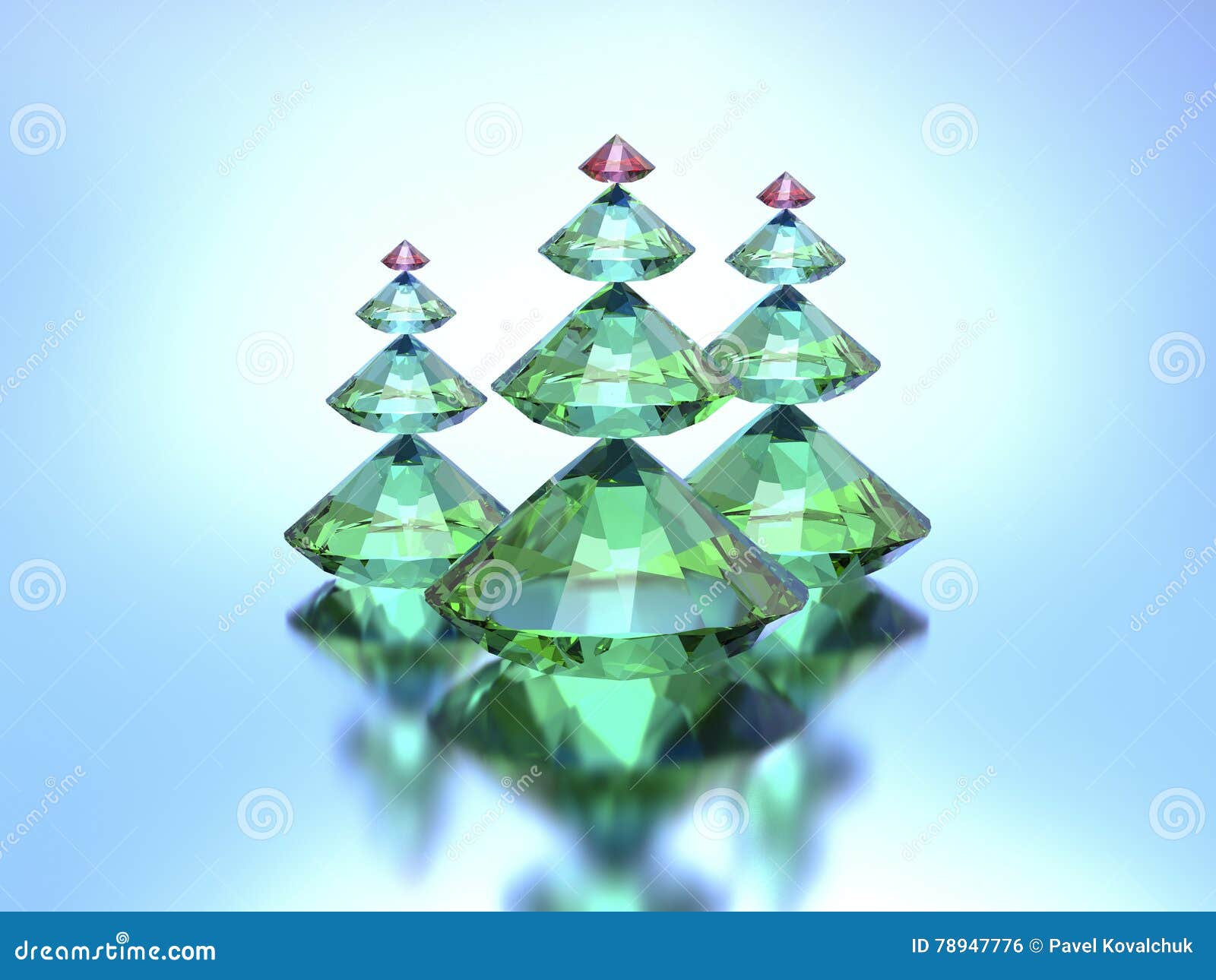 Diamonds christmas trees stock illustration. Illustration of rendering