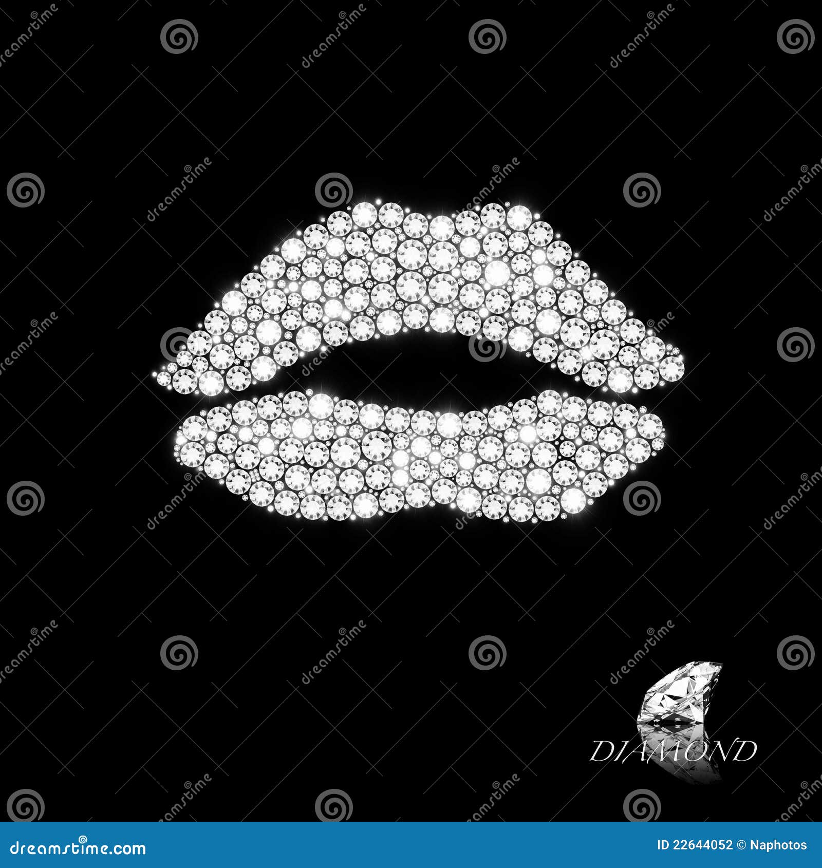 Diamonds ,Lips shape stock illustration. Illustration of elegance