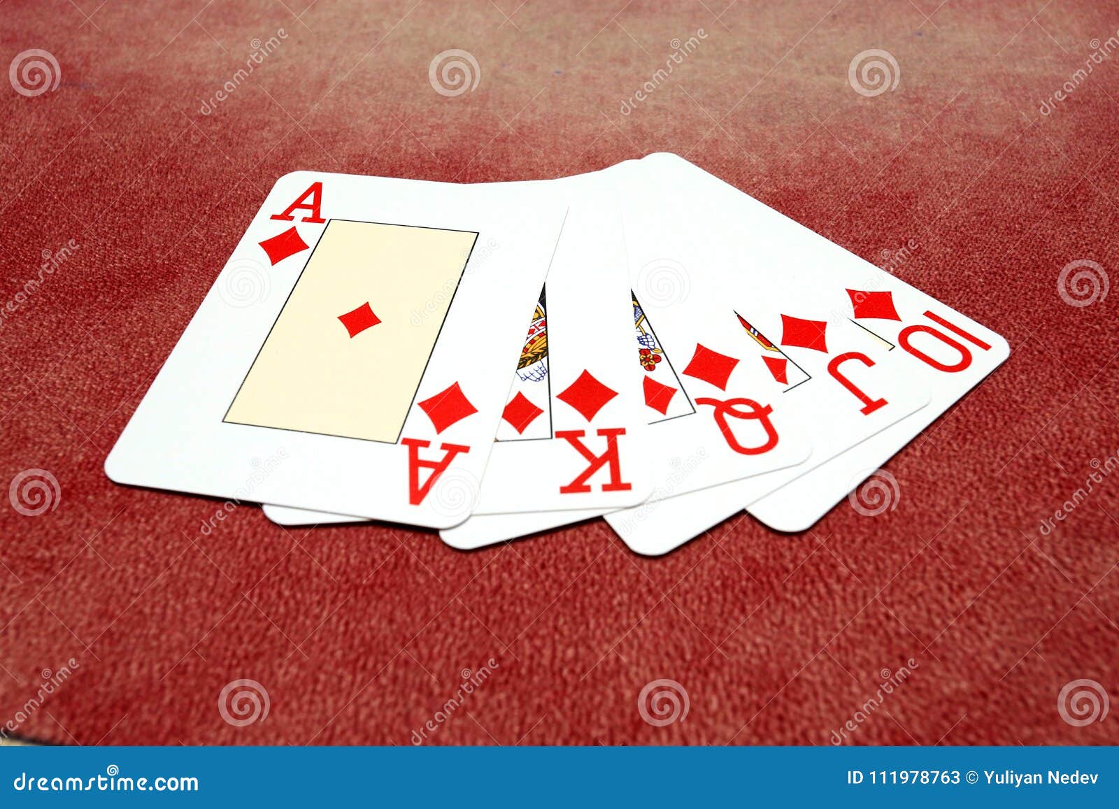 Diamonds Royal Flush Over Red Background Stock Image - Image of luck ...