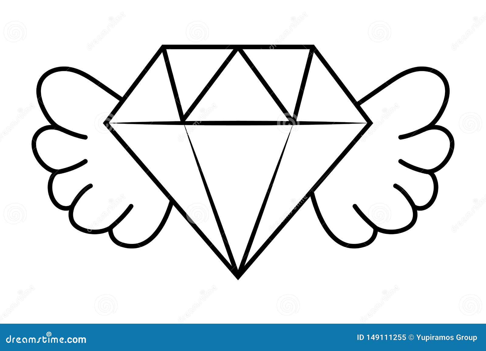 Diamons with Wings Black and White Stock Vector - Illustration of gift
