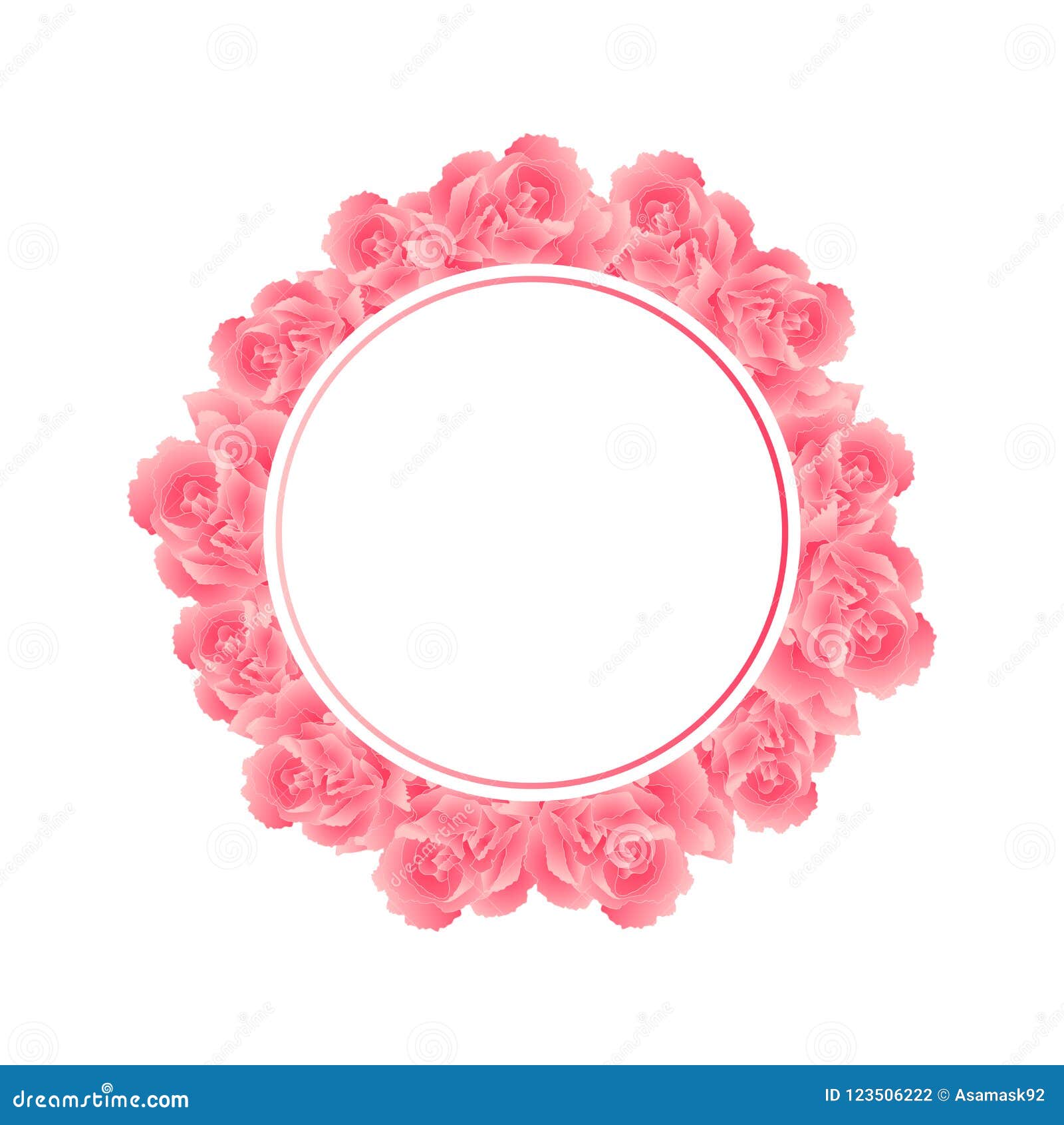 dianthus caryophyllus - pink carnation flower banner wreath.  