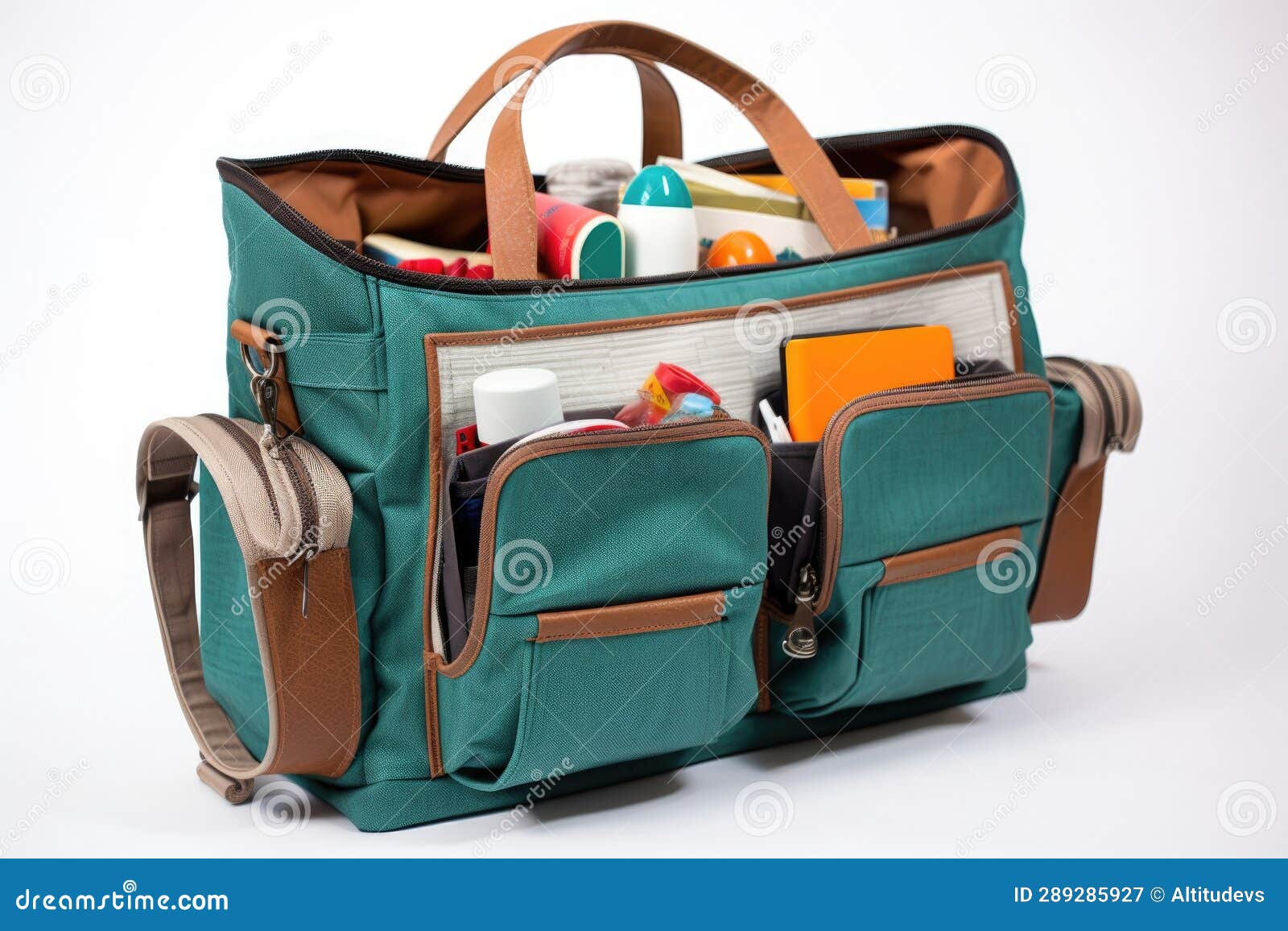 Diaper Bag with Compartments for Supplies Stock Illustration