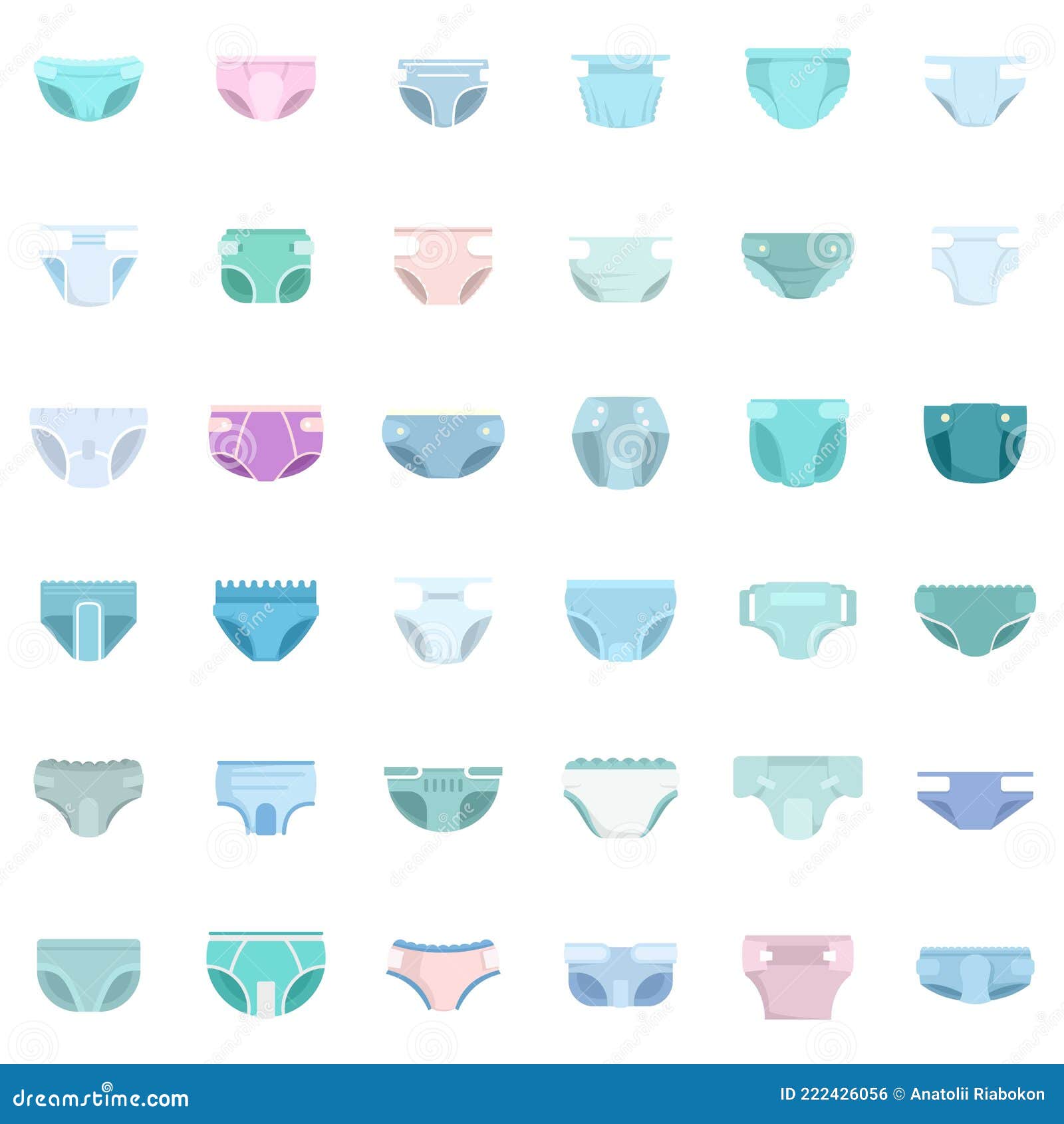 Diaper Icons Set Flat Vector Isolated Stock Vector Illustration of