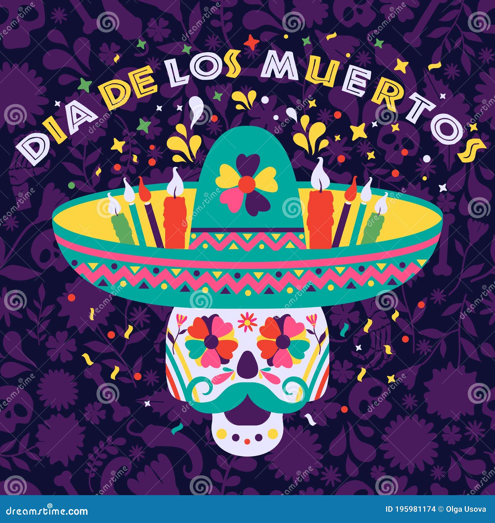 dias de los muertos trend flat banner . in english feast of death. mexico  for fiesta cards or party