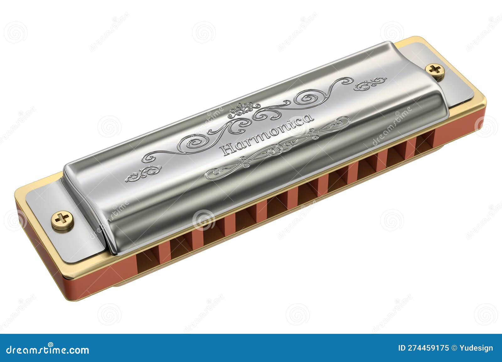 Diatonic Harmonica with Abstract Design Stock Illustration