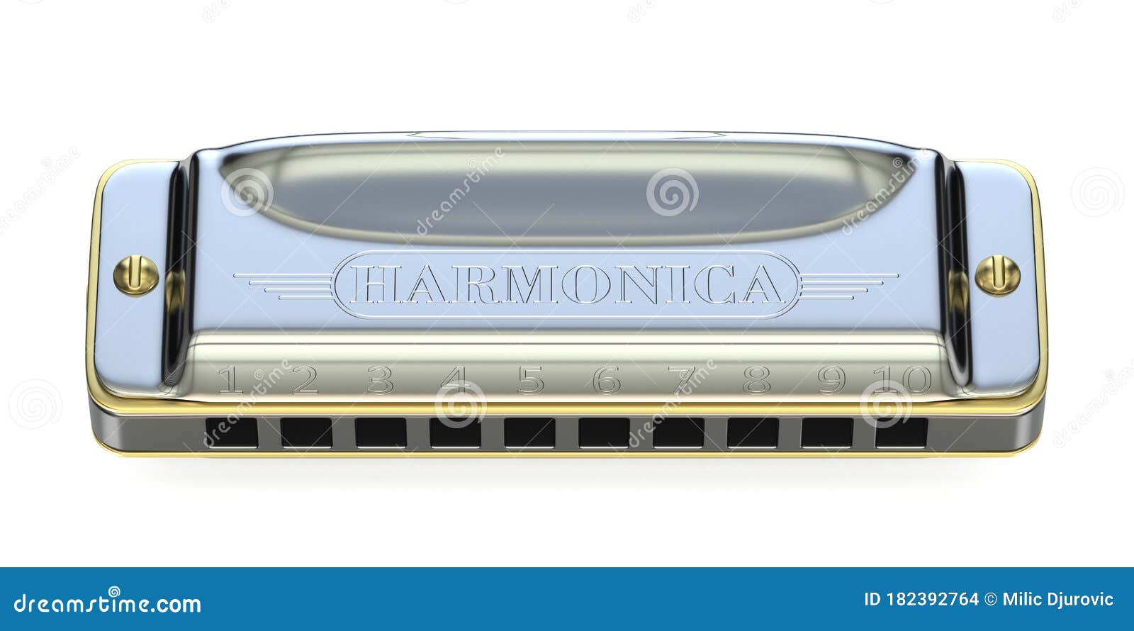 Diatonic harmonica 3D stock illustration. Illustration of background