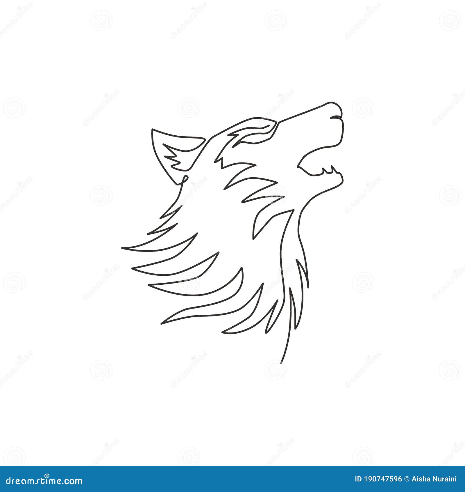 Dibujo único Continuo De La Misteriosa Cabeza De Lobo Para La Identidad Del  Logo Del Equipo De Apoyo. El Concepto De Mascota De Lo Ilustración del  Vector - Ilustración de colmillo, peligro: