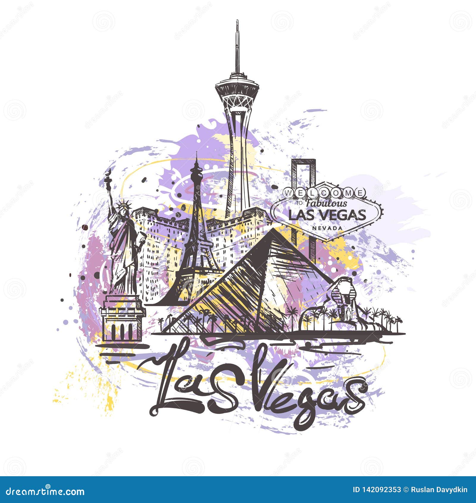 Dibujo Abstracto Del Color De Las Vegas Ejemplo Del Vector Del Bosquejo De  Las Vegas Foto de archivo editorial - Imagen de ciudad, pintura: 142092353