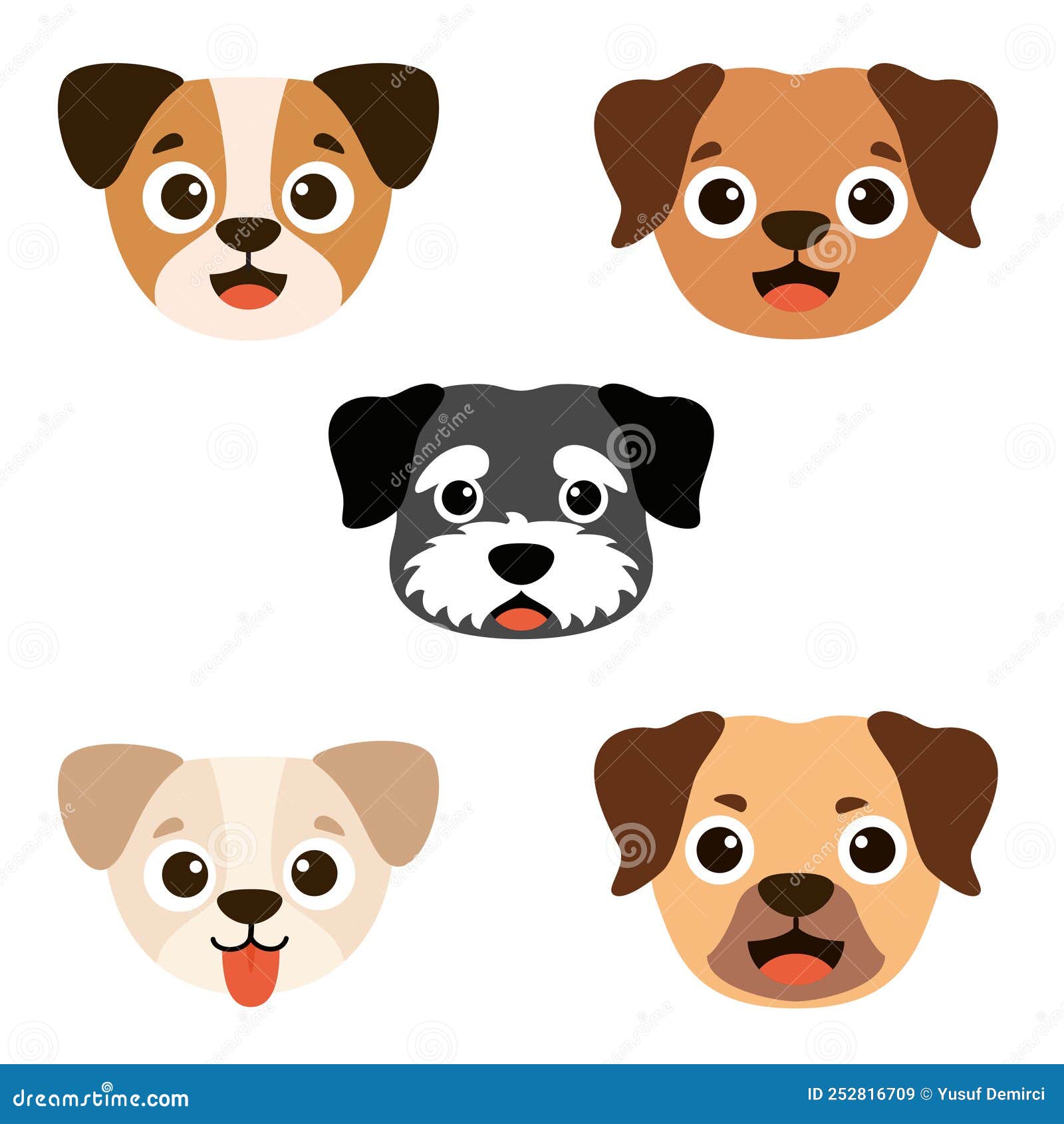 Dibujo Animado De Cabezas De Perro Stock de ilustración Ilustración