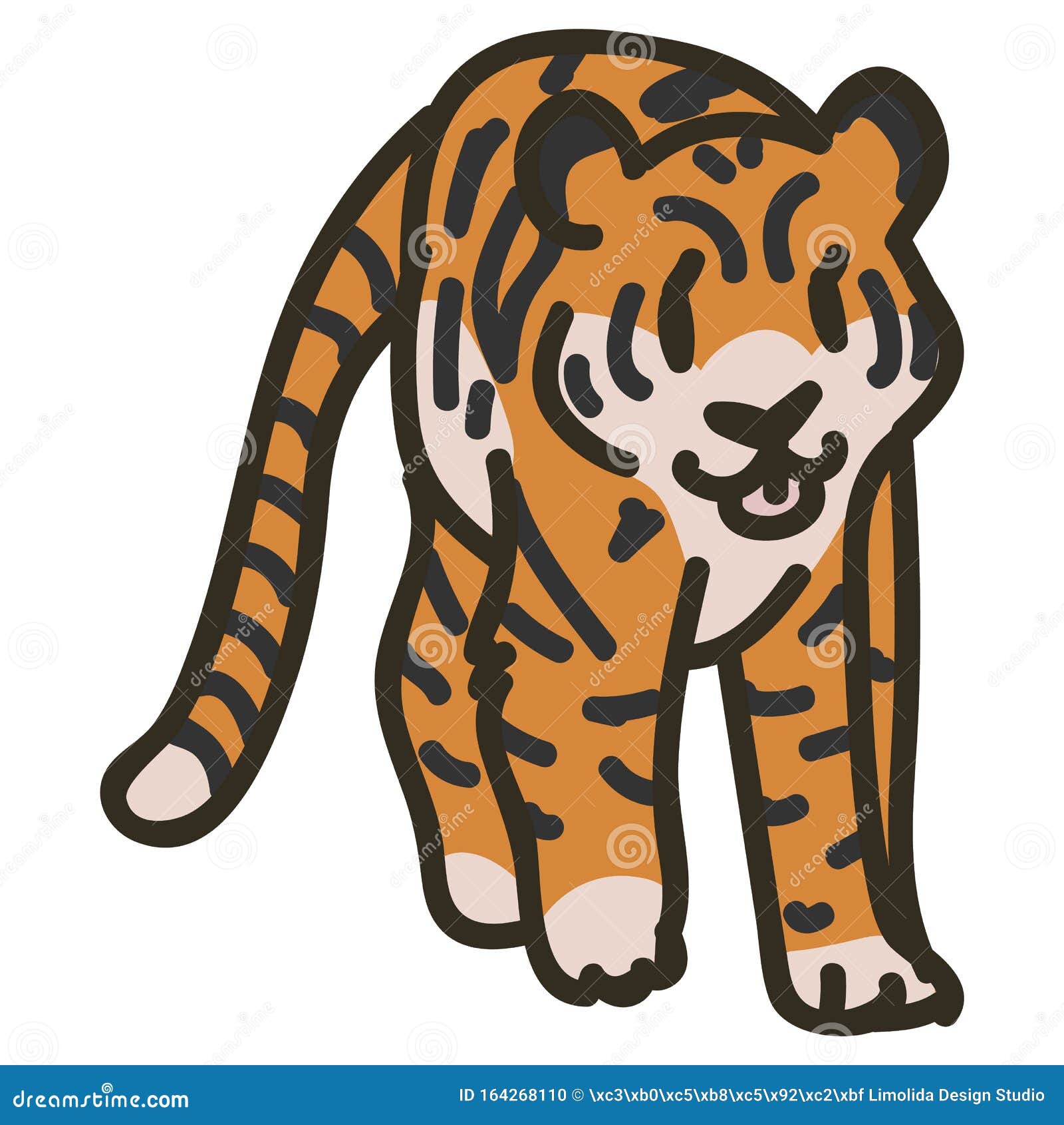 Dibujo Animado De Tigre Ícono De Animal De Safari Dibujo Manual Kawaii Gran  Dibujo Del Motivo Del Gato Doodle En Color Plano Aisl Stock de ilustración  - Ilustración de indio, piel: 164268110