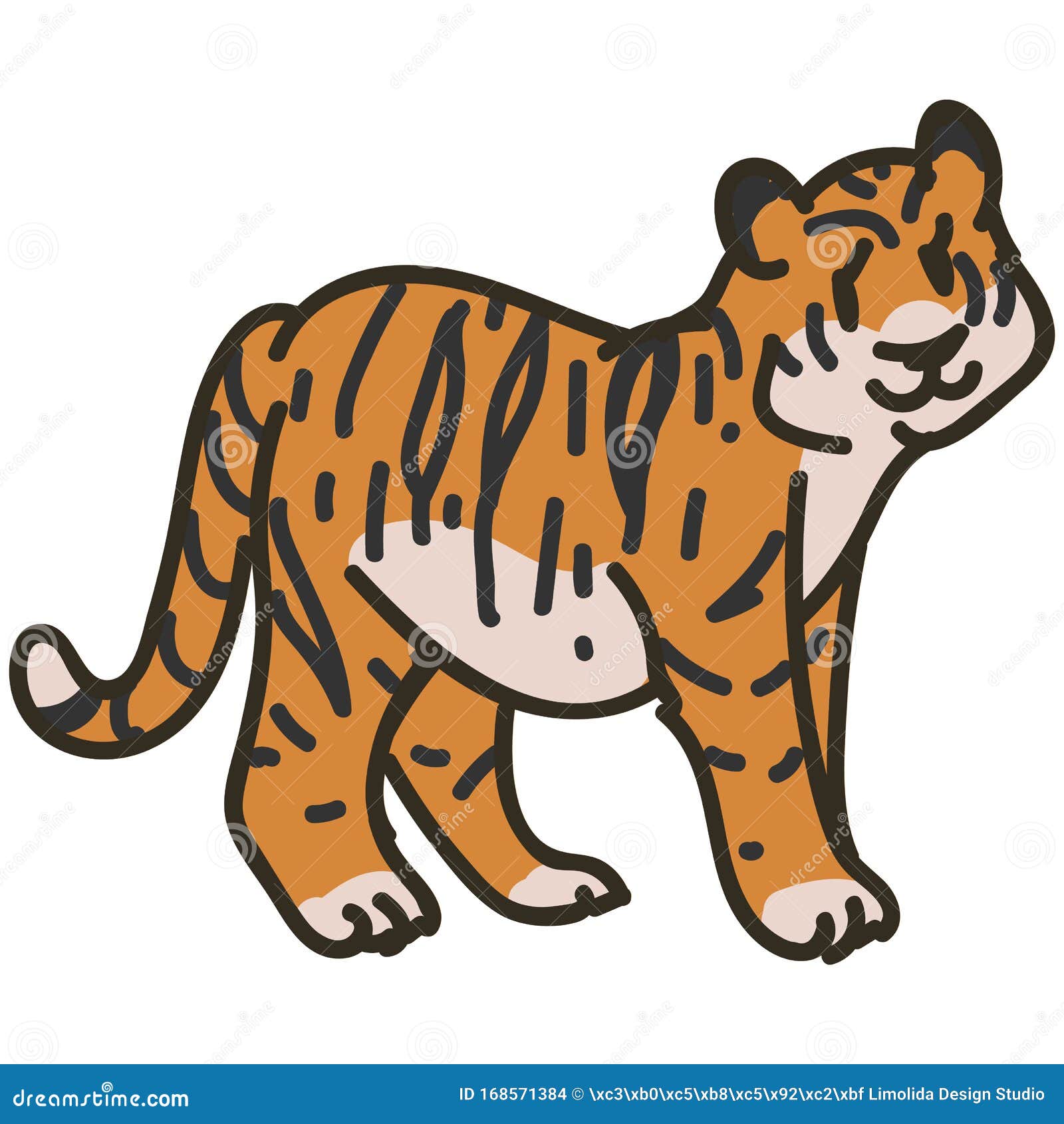 Dibujo Animado De Tigre Ícono De Animal De Safari Dibujo Manual Kawaii  Modelo Infantil Doodle De Ilustración En Color Plano Ilustración del Vector  - Ilustración de siberiano, lindo: 168571384