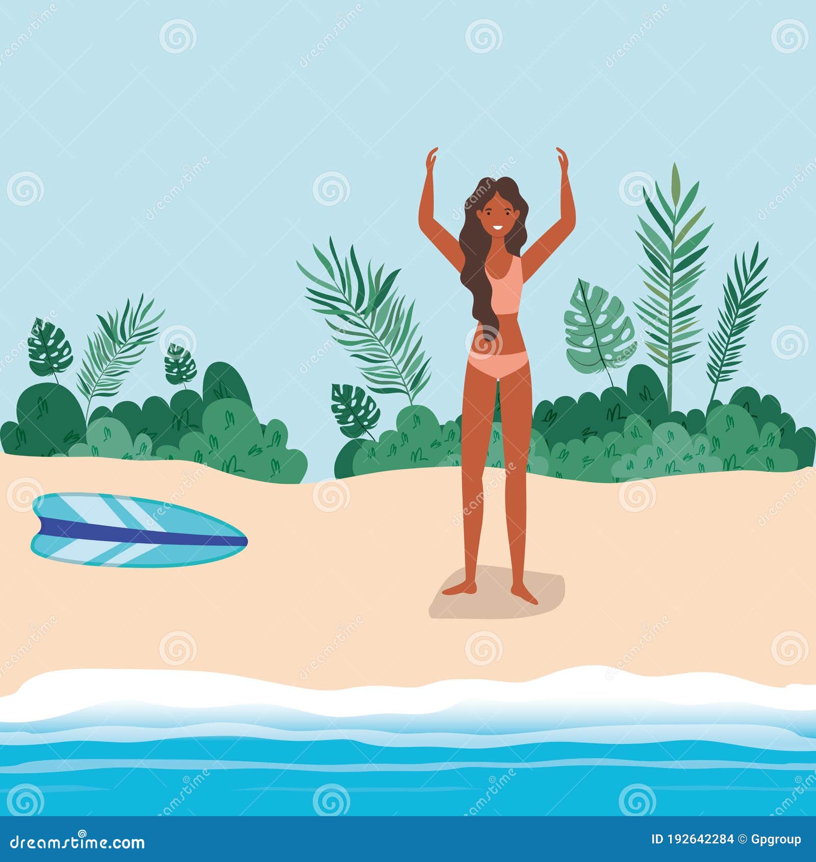 pic Chicas En La Playa Dibujo dreamstime