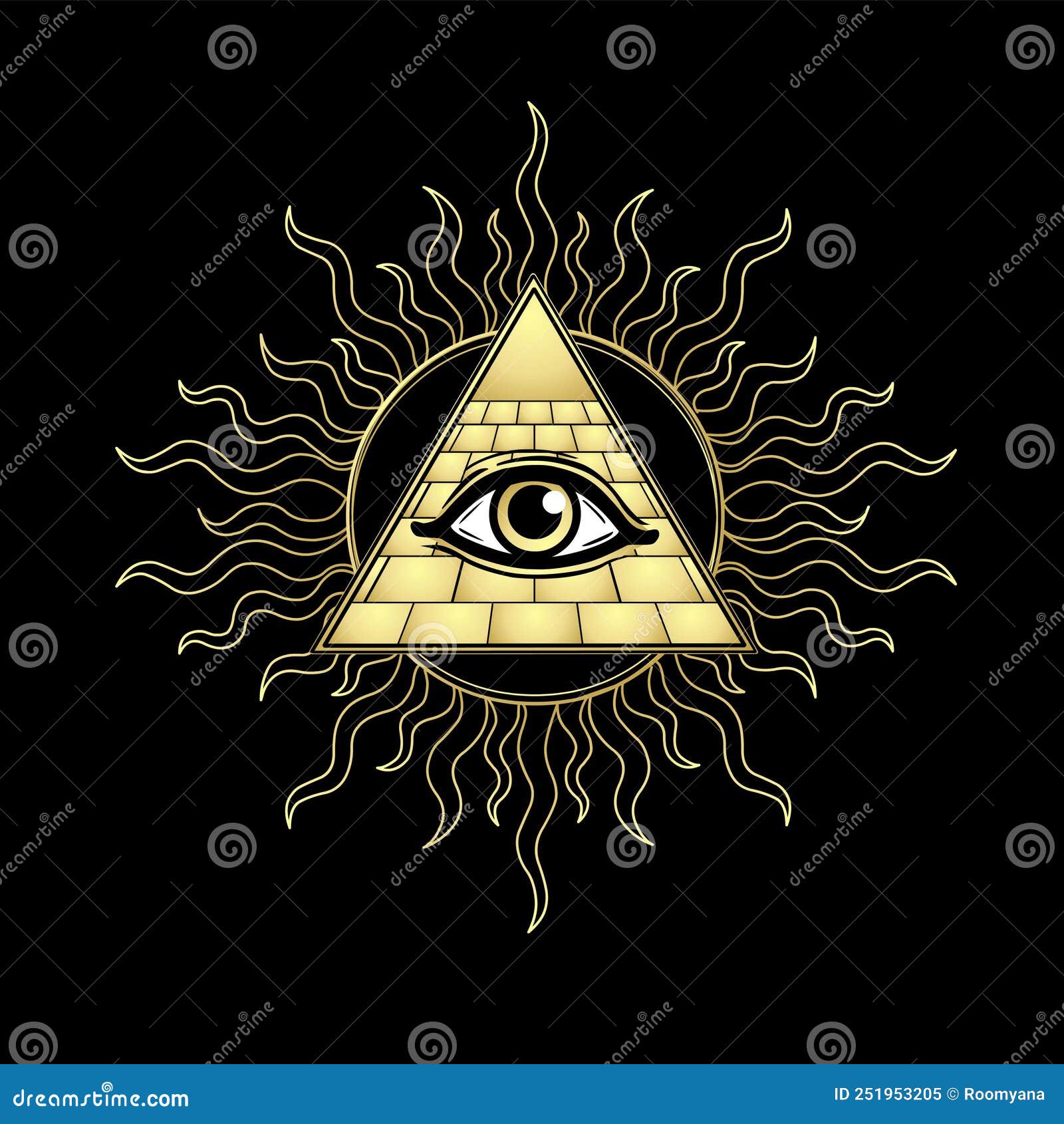 Dibujo Animado : Símbolo De La Pirámide Egipcia Alver Rayos De Sol  Oculares. Historia Y Mitología Egipcias. Ilustración del Vector -  Ilustración de emblema, historieta: 251953205