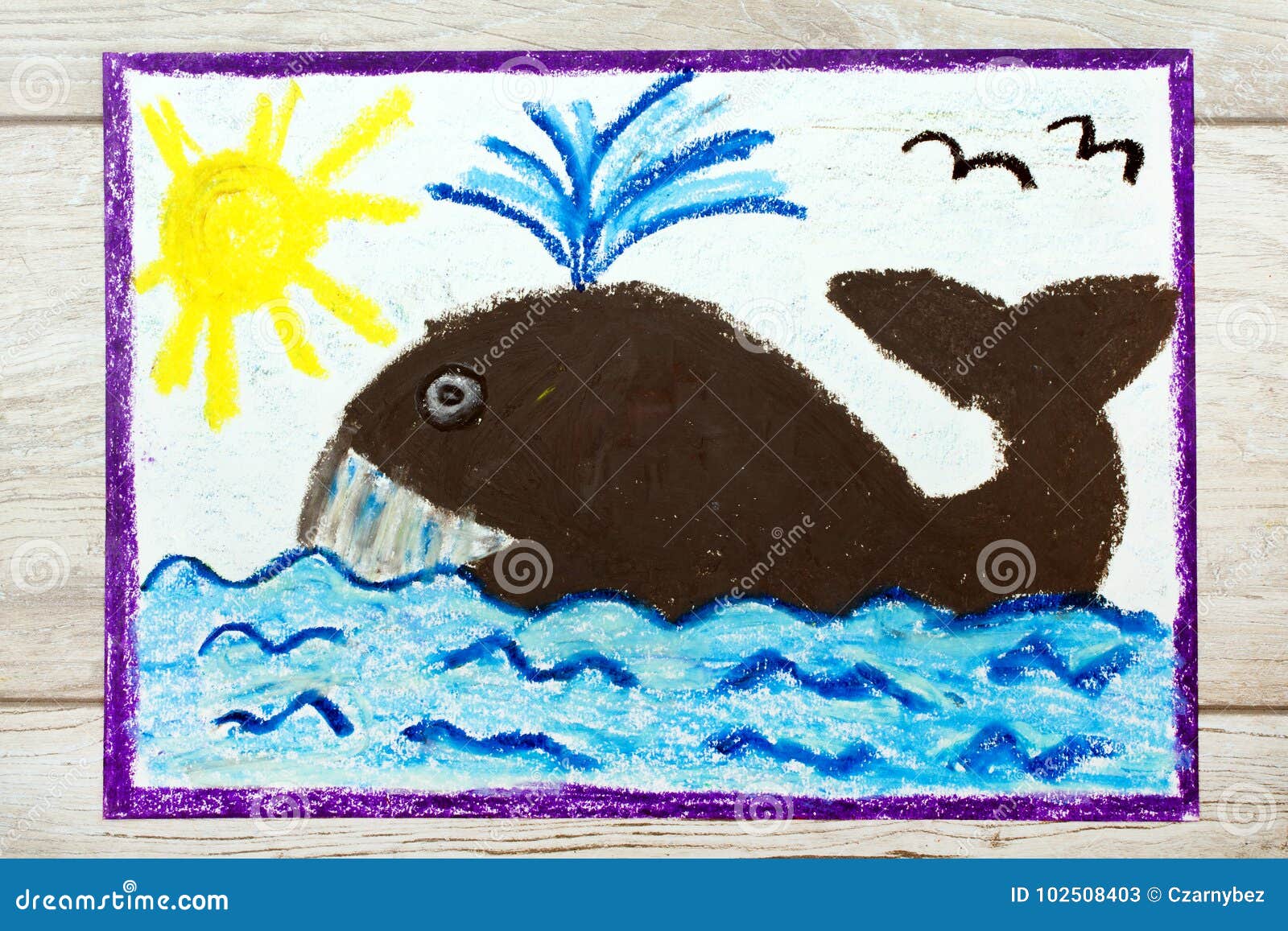 Dibujo: Ballena Y Agua Grandes Stock de ilustración - Ilustración de  jorobado, creatividad: 102508403