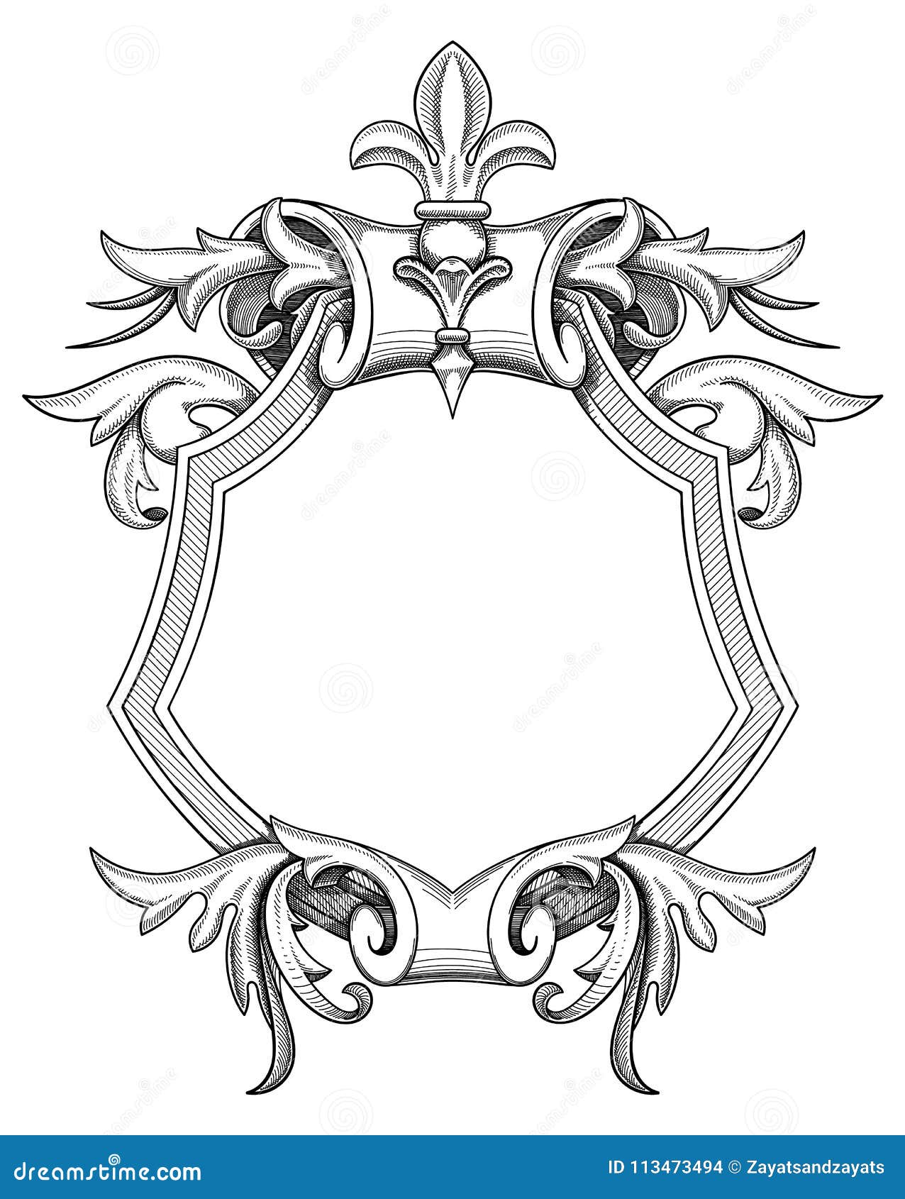 Dibujo barroco del escudo ilustración del vector. Ilustración de prospere -  113473494