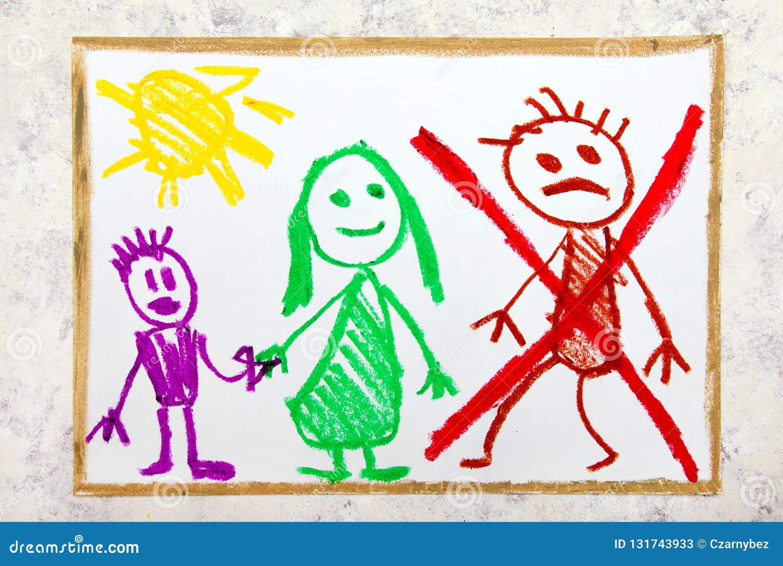 Dibujo Colorido El Matrimonio Se Rompe Para Arriba O Divorcio Imagen