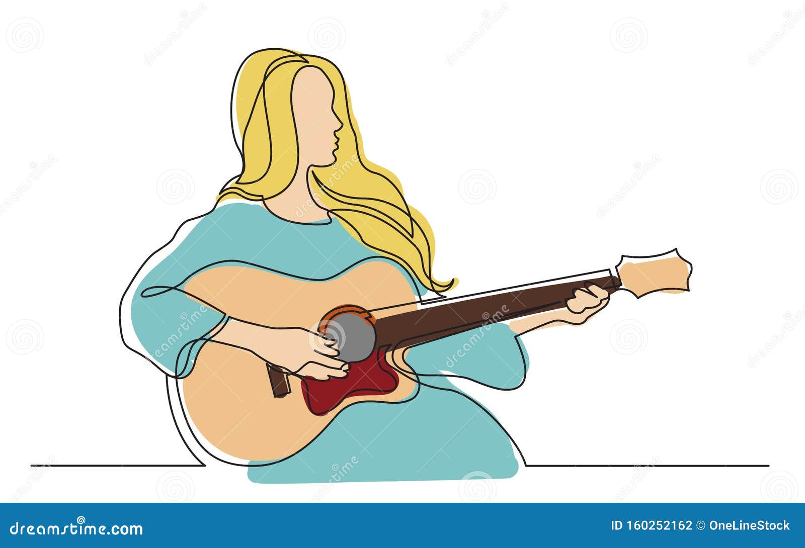 Dibujo Continuo De Una Chica Tocando Guitarra AcÃºstica Ilustración del  Vector - Ilustración de desorden, ocio: 160252162