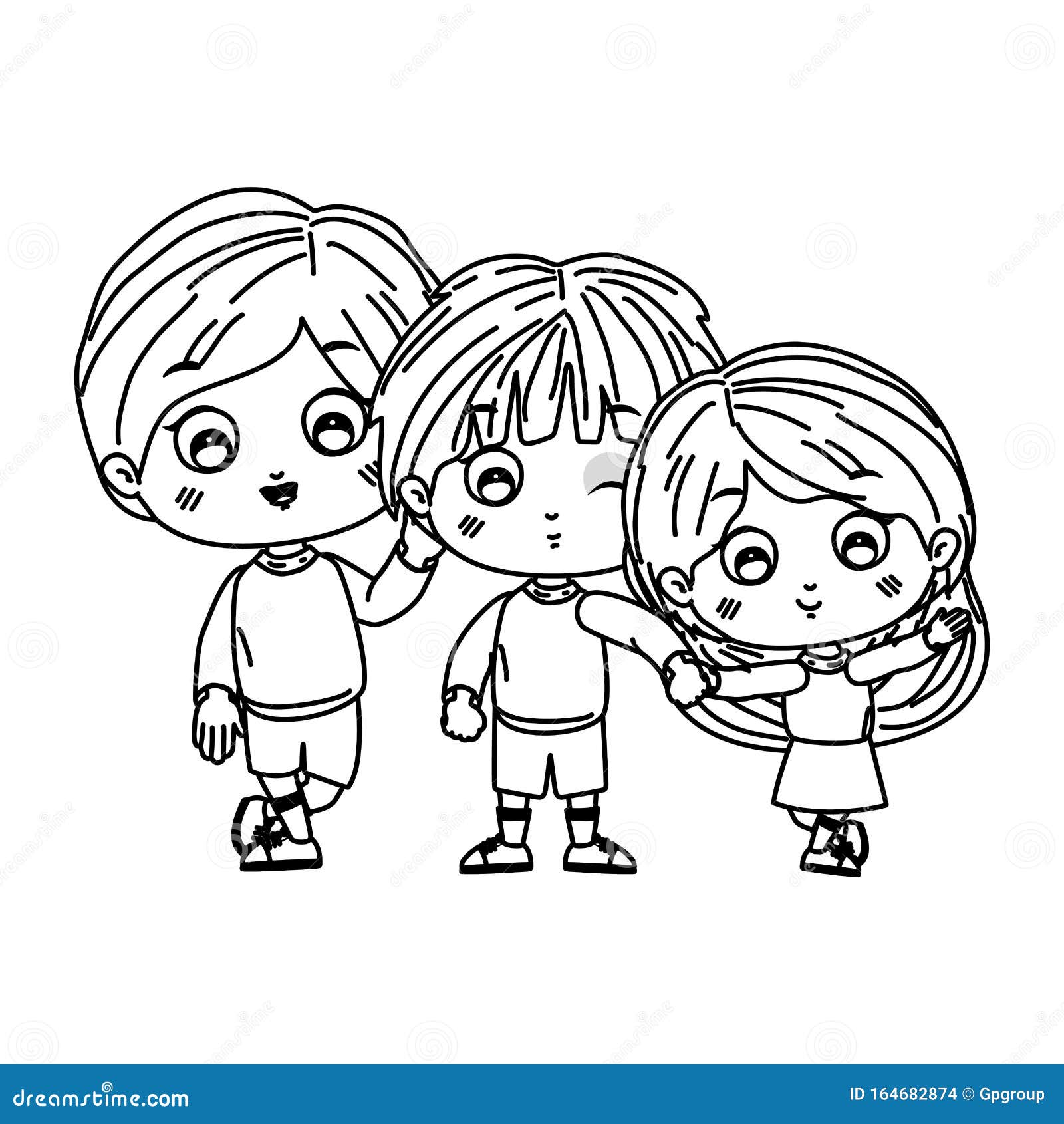 Dibujo De Dibujos Animados Para Niños Y Niñas Ilustración del Vector -  Ilustración de vector, alegre: 164682874