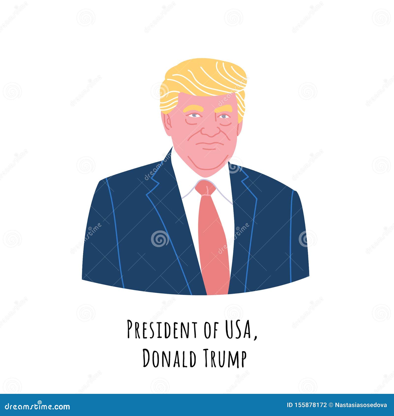 Dibujo de Donald Trump fotografía editorial. Ilustración de aislado -  155878172