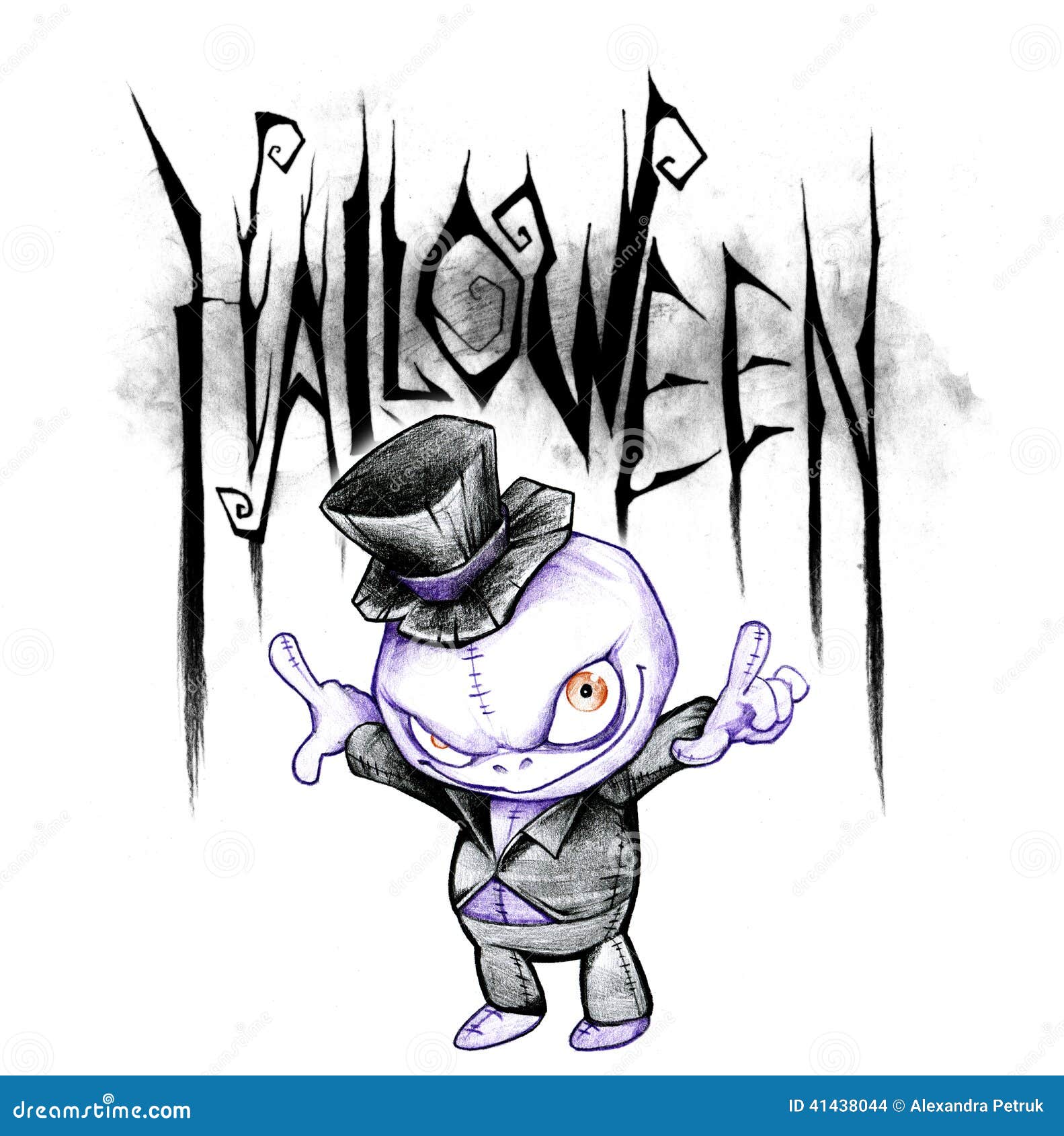 Dibujo De Lápiz De Un Título De Halloween Stock de ilustración -  Ilustración de monstruo, trazado: 41438044