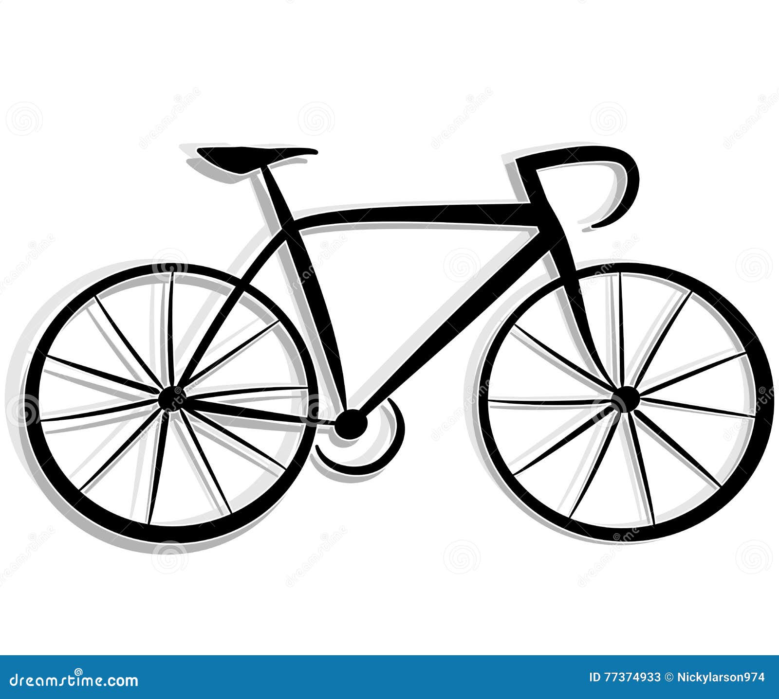 Dibujo de la bicicleta ilustración del vector. Ilustración de velocidad -  77374933