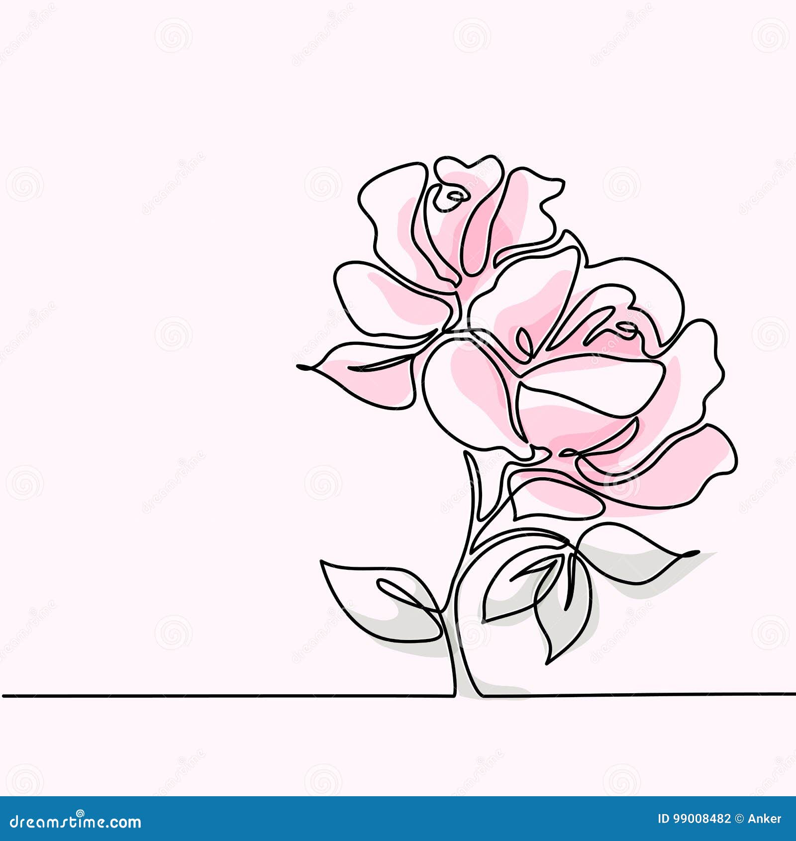 Dibujo De La Flor Hermosa De La Rosa Del Rosa Ilustración del Vector -  Ilustración de arte, trazado: 99008482