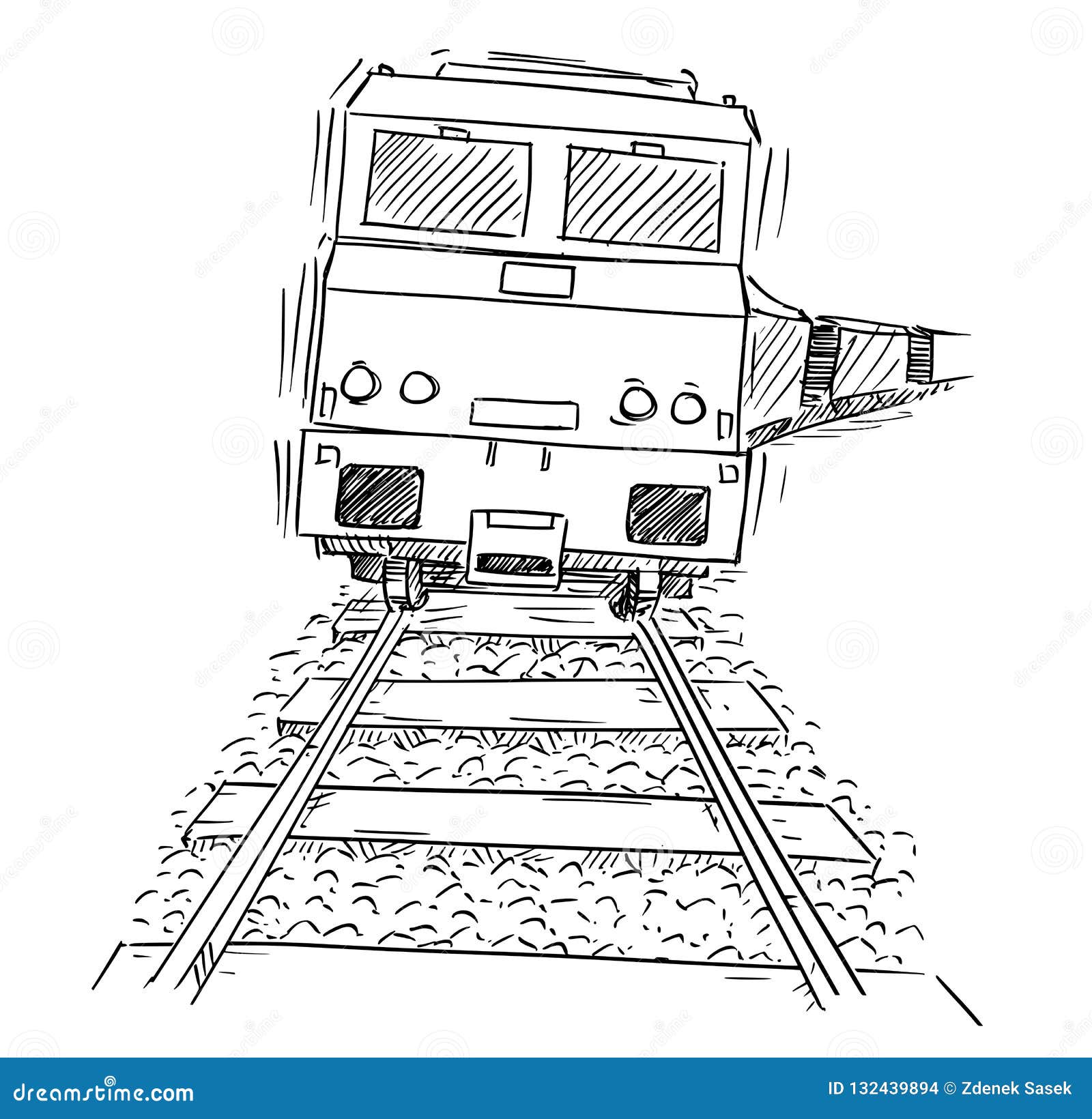 Dibujo De La Locomotora Genérica Del Motor Del Tren En Las Vías Ilustración  del Vector - Ilustración de negocios, drenaje: 132439894