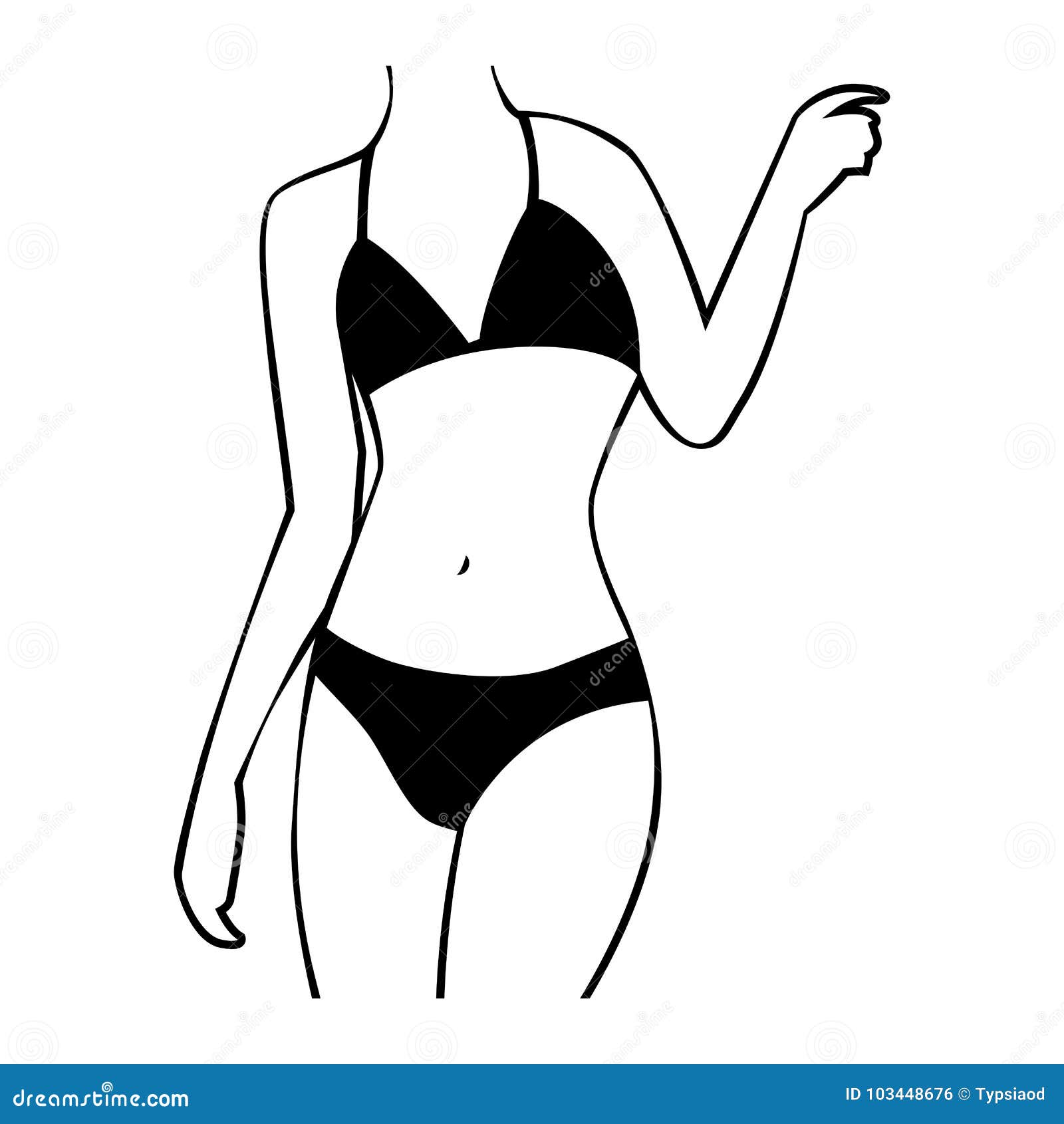 Dibujo De La Muchacha Del Bikini Blanco Y Negro Ilustración del Vector -  Ilustración de hembra, delgado: 103448676