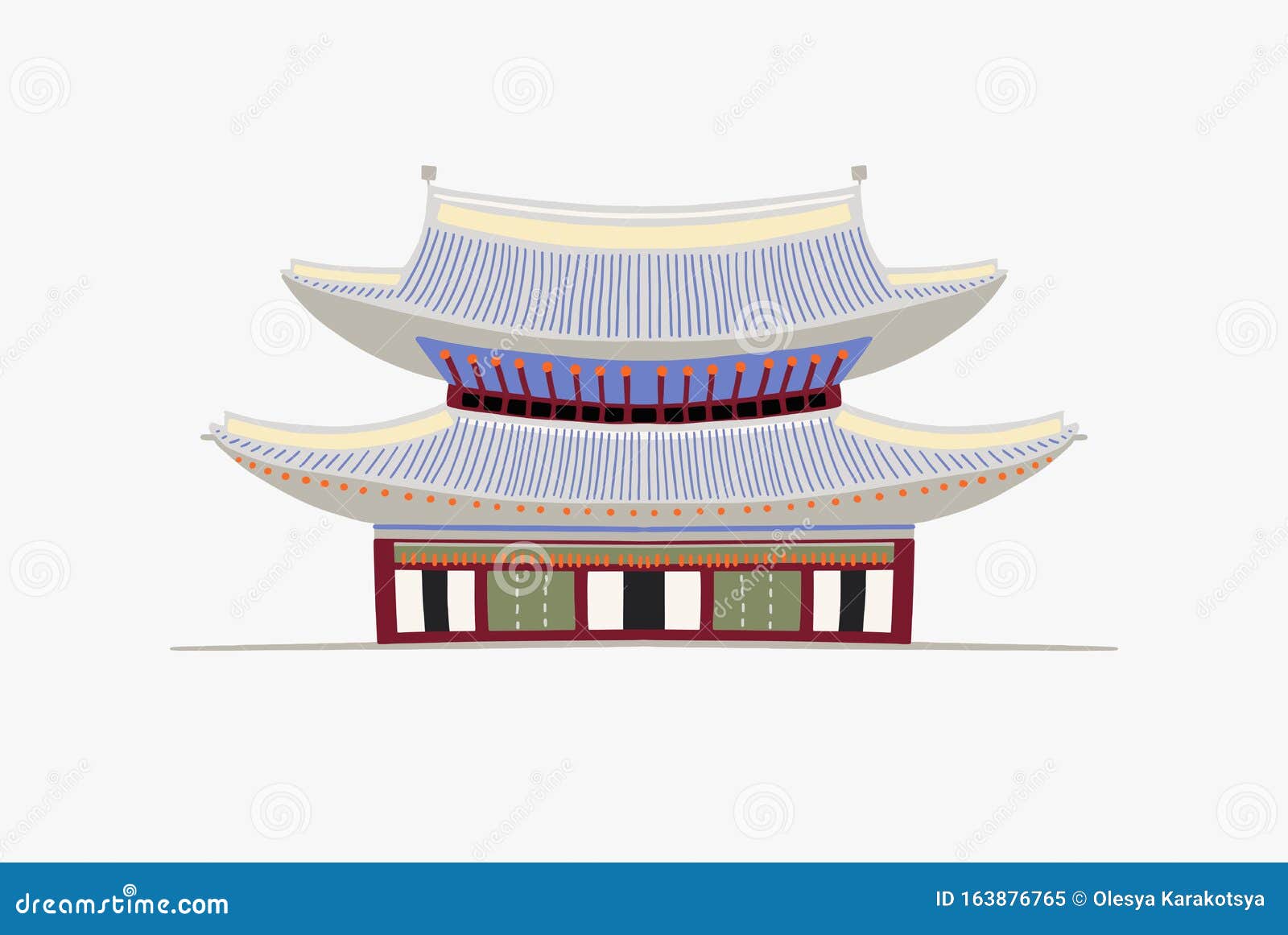 Dibujo De Pagoda Plana En El Palacio Gyeongbokgung En Seúl Ilustración del  Vector - Ilustración de antiguo, cultura: 163876765