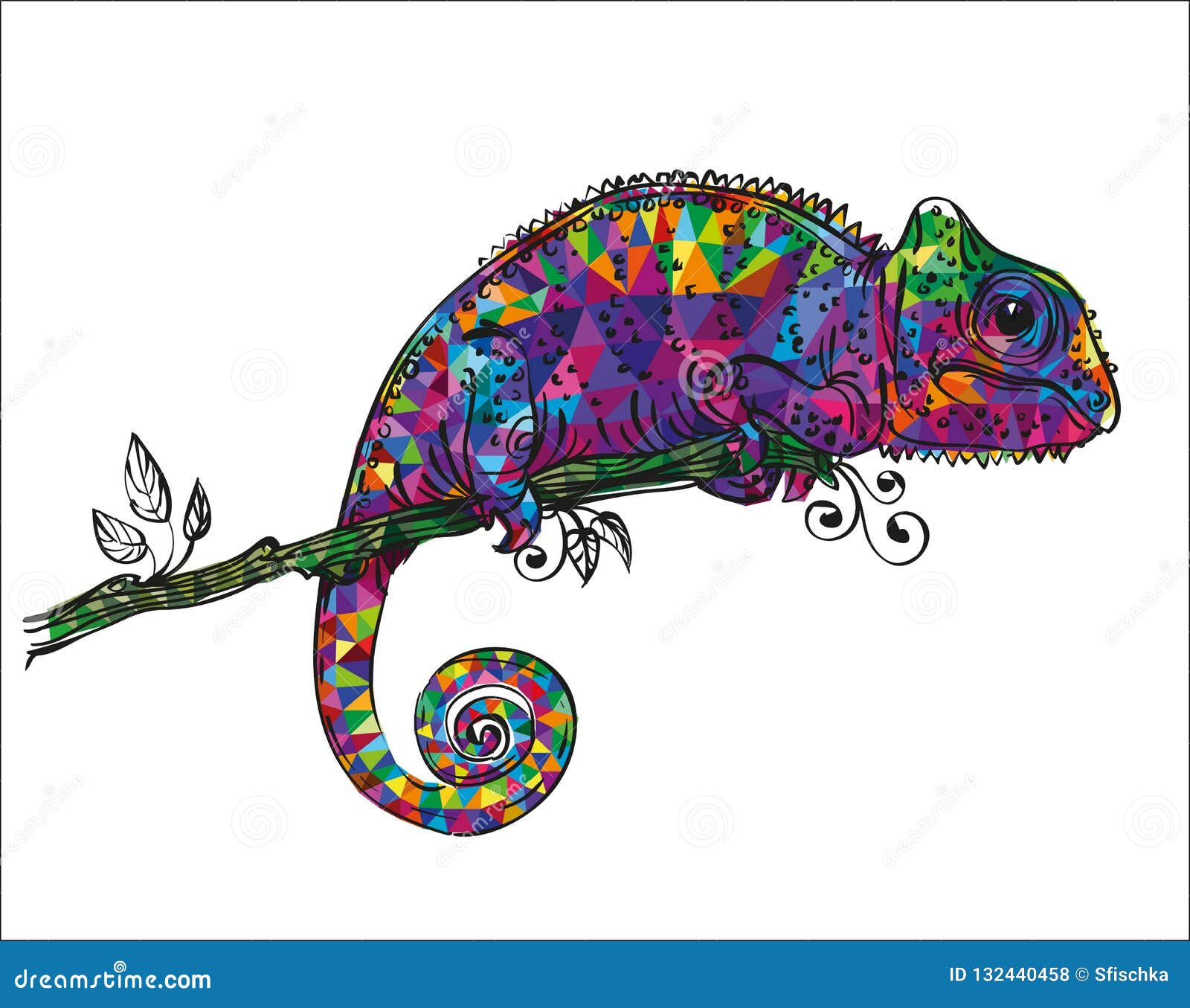 Dibujo De Un Camaleón Colorido Ilustración del Vector - Ilustración de  amarillo, reptil: 132440458