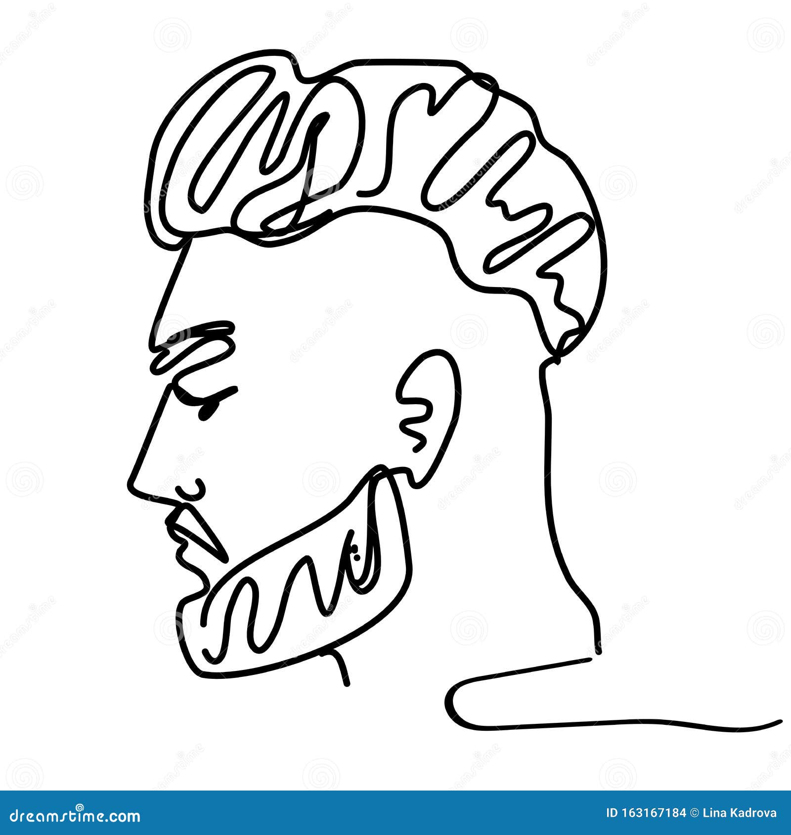 Dibujo De Un Joven De Linea Continua Con Moderno Corte De Pelo Ilustracion Del Vector Ilustracion De Humano Vector 163167184