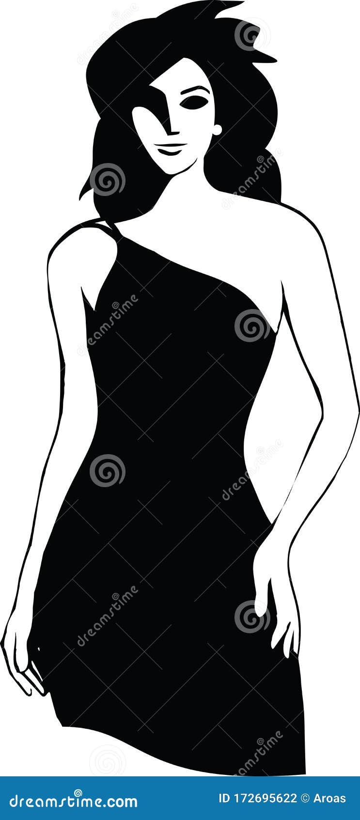 Dibujo De Un Retrato De Moda De Una Hermosa Mujer Con Un Vestido De Moda  Ilustración del Vector - Ilustración de icono, modelo: 172695622