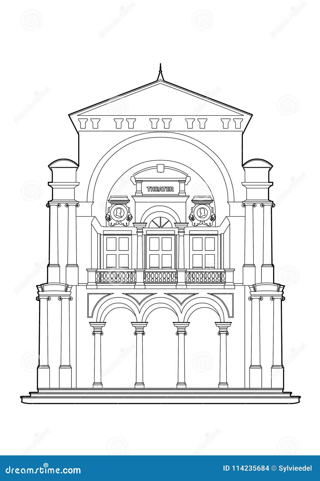 Dibujo De Un Teatro Barroco Ilustración del Vector - Ilustración de  edificio, arte: 114235684