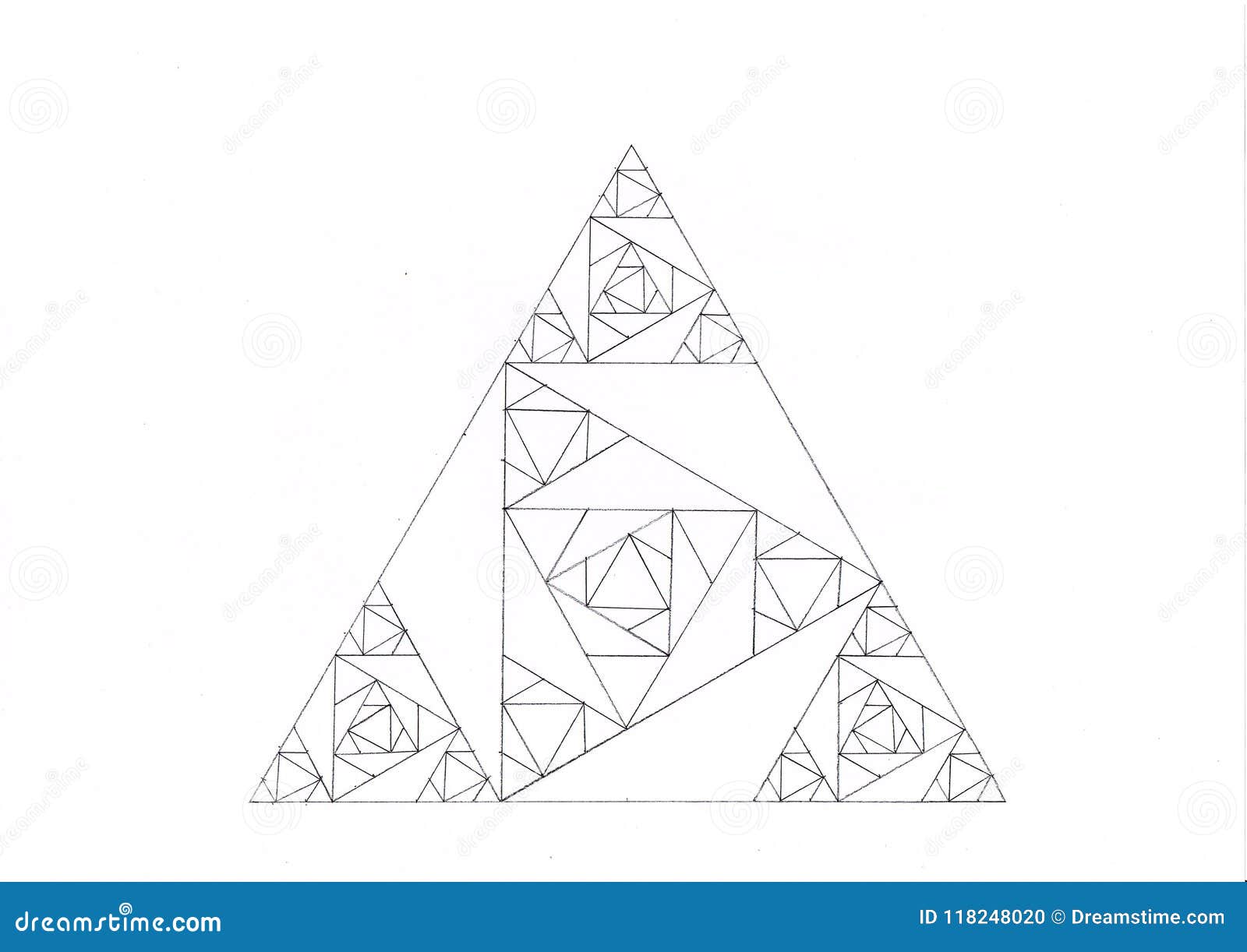 Dibujo De Un Triángulo Hecho De Triángulos Más Pequeños Stock de  ilustración - Ilustración de elipses, elipse: 118248020