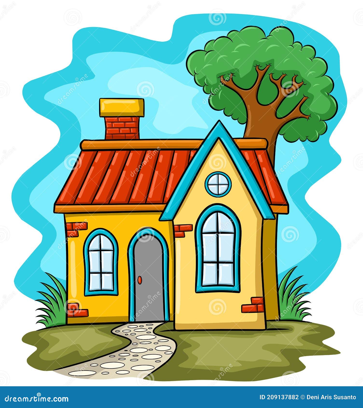 Dibujo De Una Casa Con Chimenea Stock de ilustración - Ilustración de  verano, historieta: 209137882