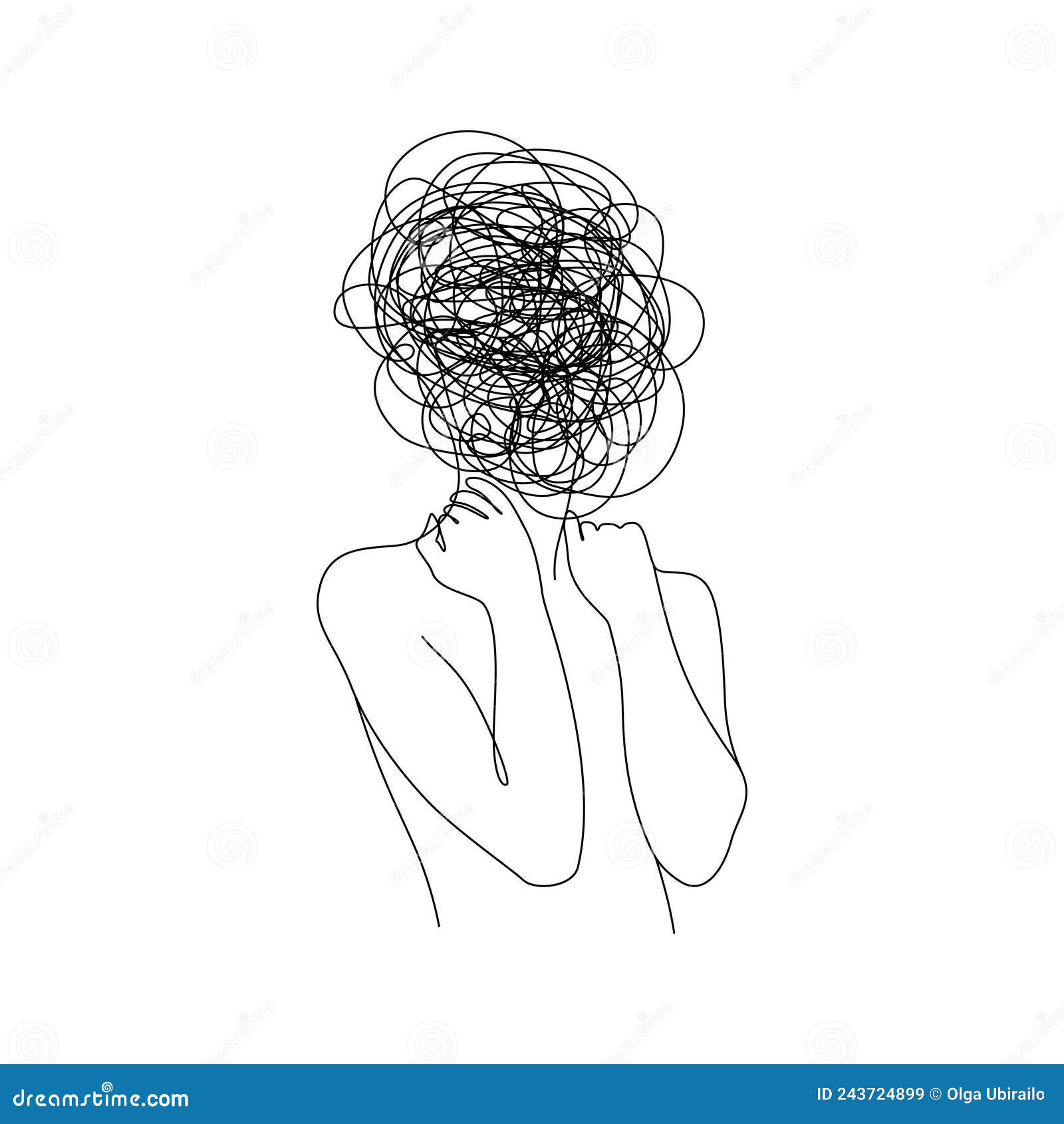 Dibujo De Una Línea Continua De Una Mujer Con Sentimientos Confusos Y  Confusos Preocupados Por La Mala Salud Mental. Estrés De Pro Ilustración  del Vector - Ilustración de retrato, alboroto: 243724899