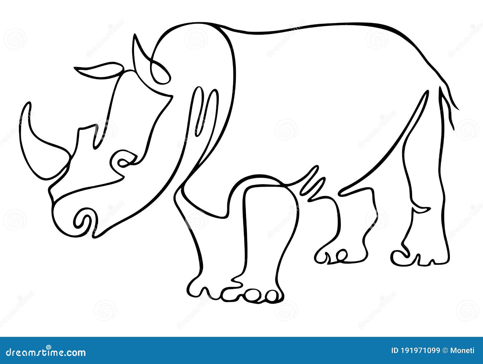 Dibujo De Una Línea Rinoceronte. Un Dibujo De Línea Continua De Rinocerontes  Blancos Fuertes Para La Identidad Del Logotipo De La Ilustración del Vector  - Ilustración de minimalismo, continuo: 191971099
