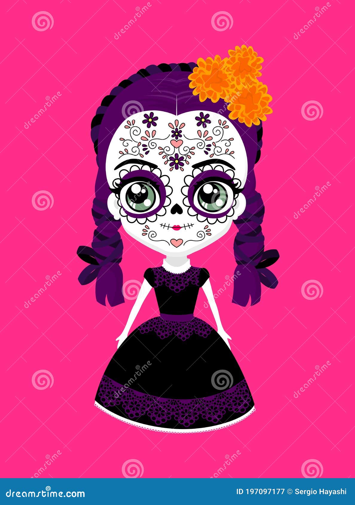 Dibujo De Una Muñeca Mexicana Cute Catrina Ilustración del Vector -  Ilustración de maravilla, carnaval: 197097177