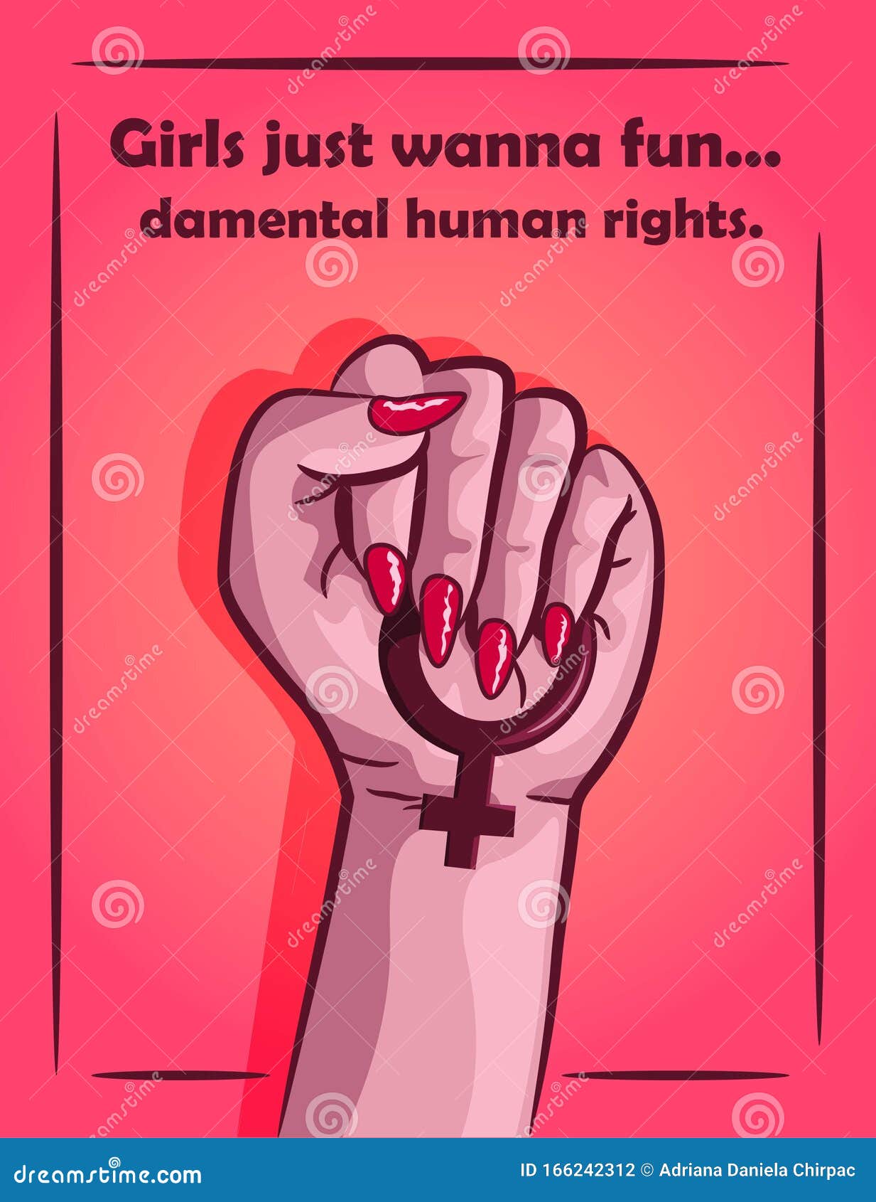 Dibujo De Una Mujer Puño En El Aire Sosteniendo El Símbolo Femenino,  Defendiendo La Igualdad En Los Derechos Humanos Ilustración del Vector -  Ilustración de nombres, tenencia: 166242312